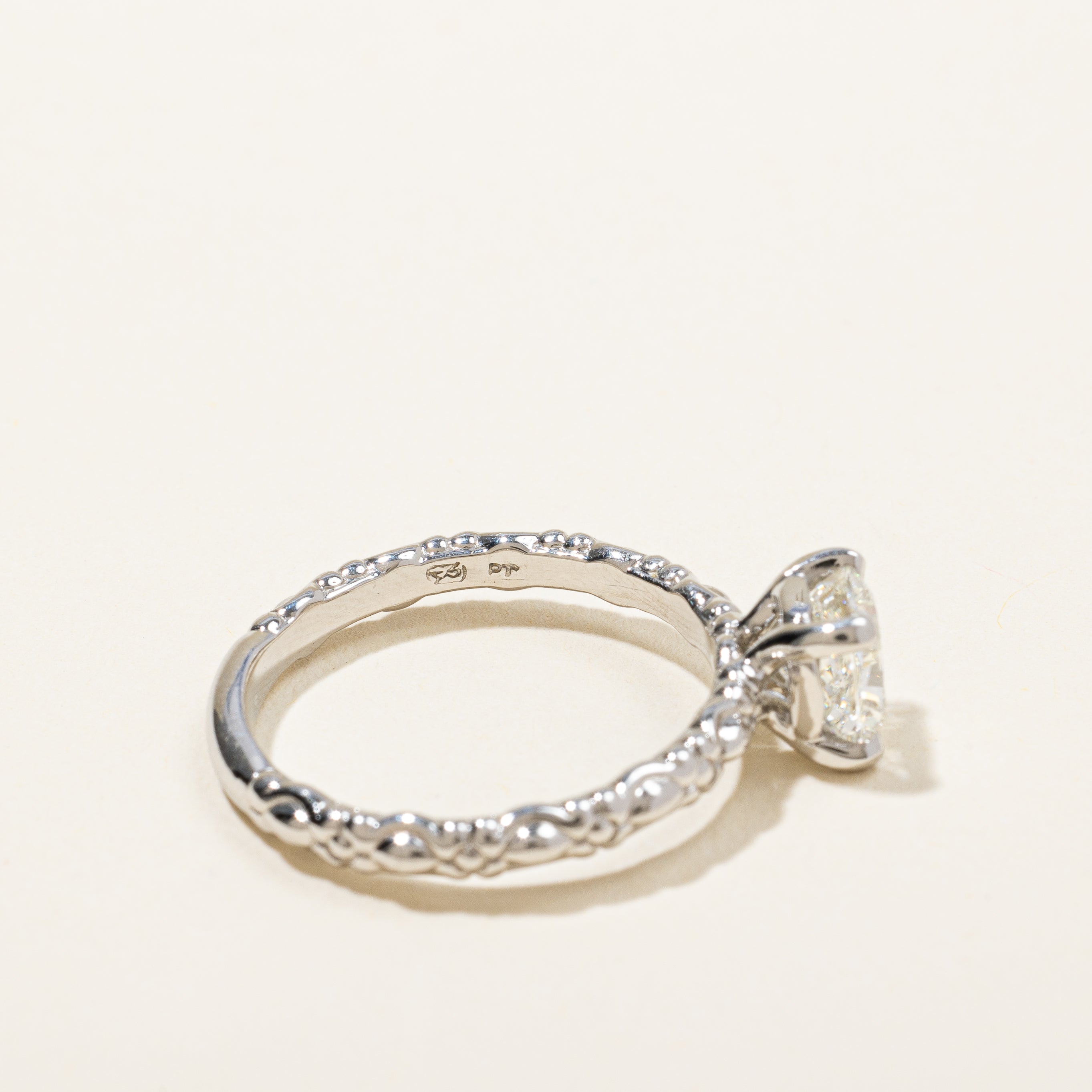 GIA Certified Cushion Cut Platinum Solitaire Diamond Engagement Ring | 1.40ct VVS1 J | SZ 8.25 |