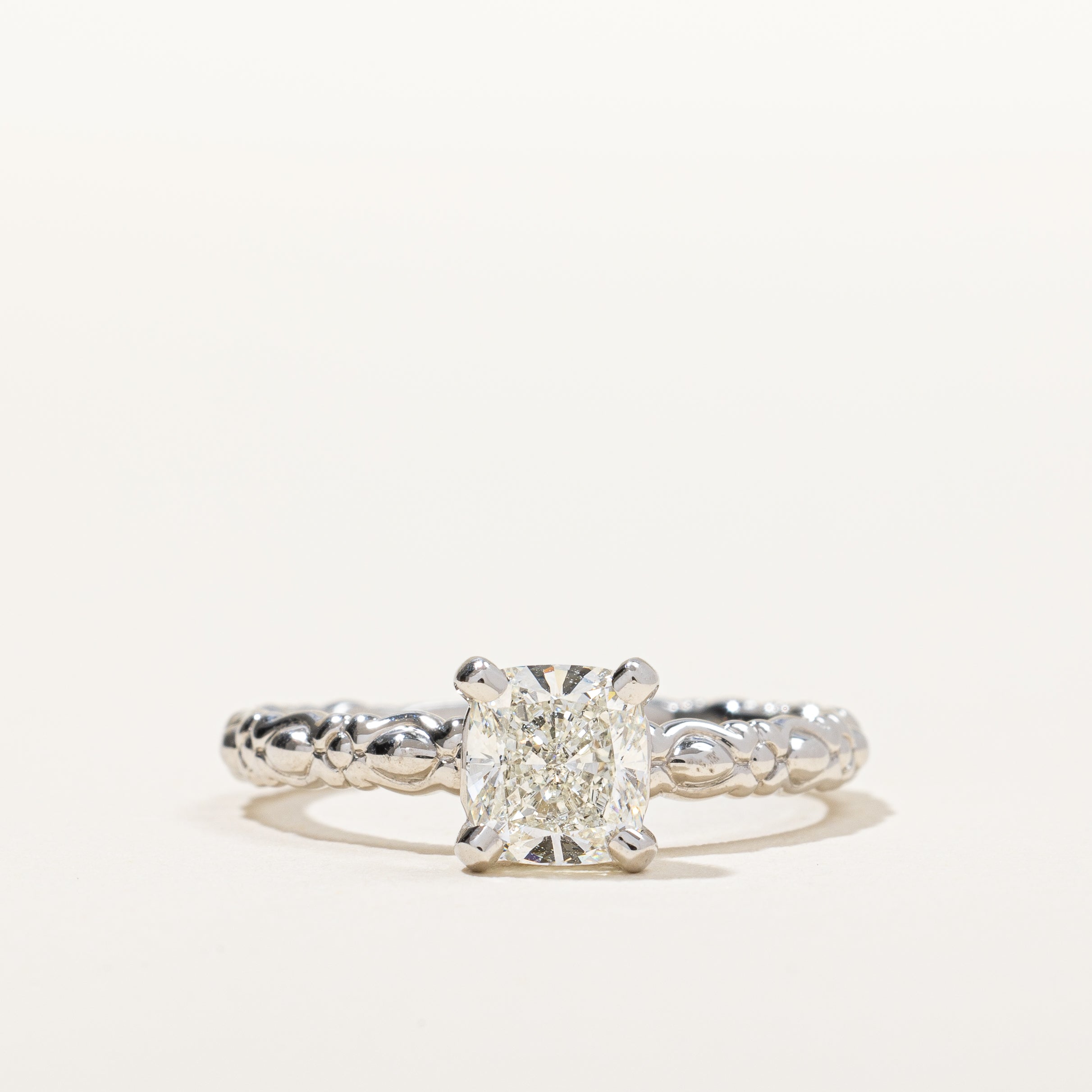 GIA Certified Cushion Cut Platinum Solitaire Diamond Engagement Ring | 1.40ct VVS1 J | SZ 8.25 |