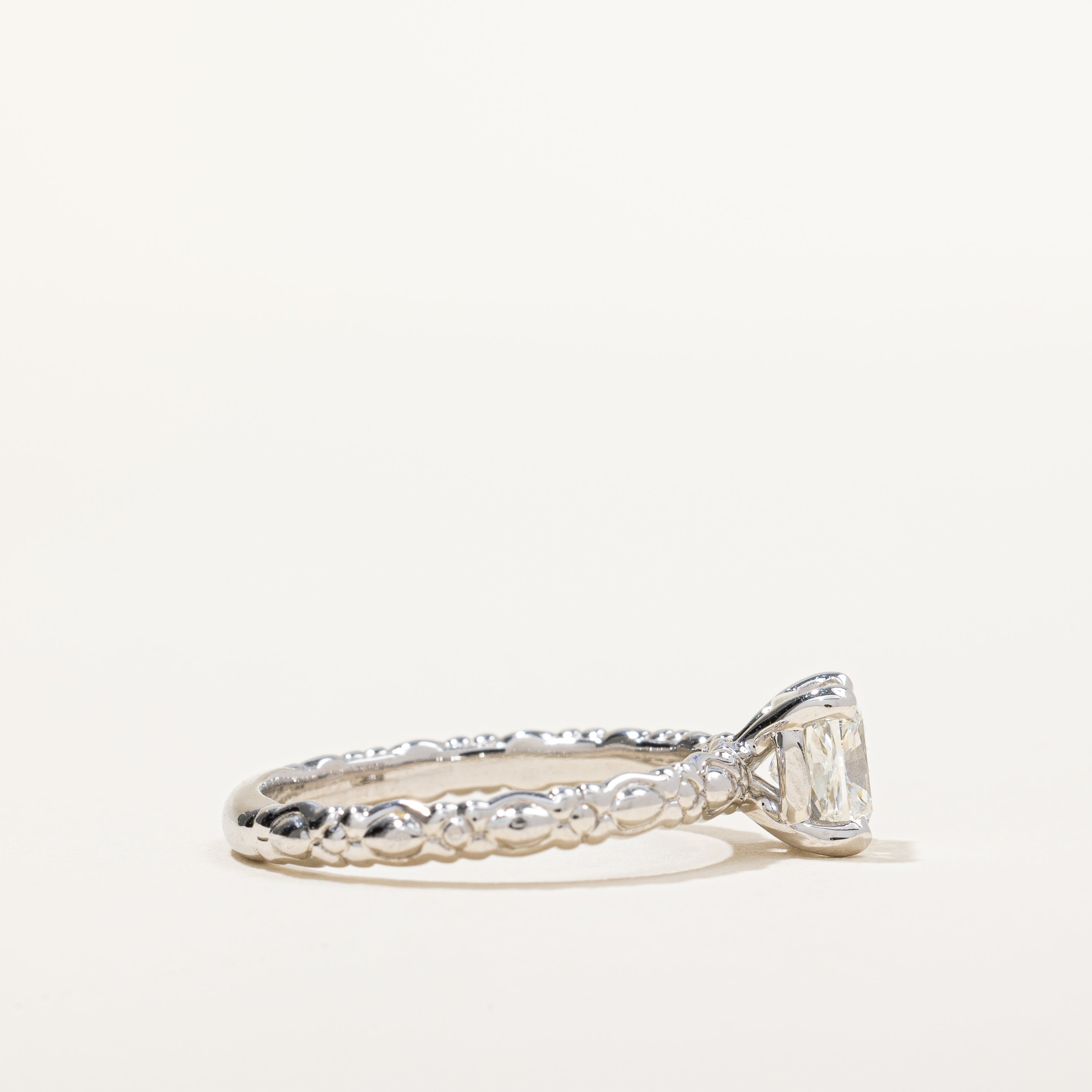 GIA Certified Cushion Cut Platinum Solitaire Diamond Engagement Ring | 1.40ct VVS1 J | SZ 8.25 |