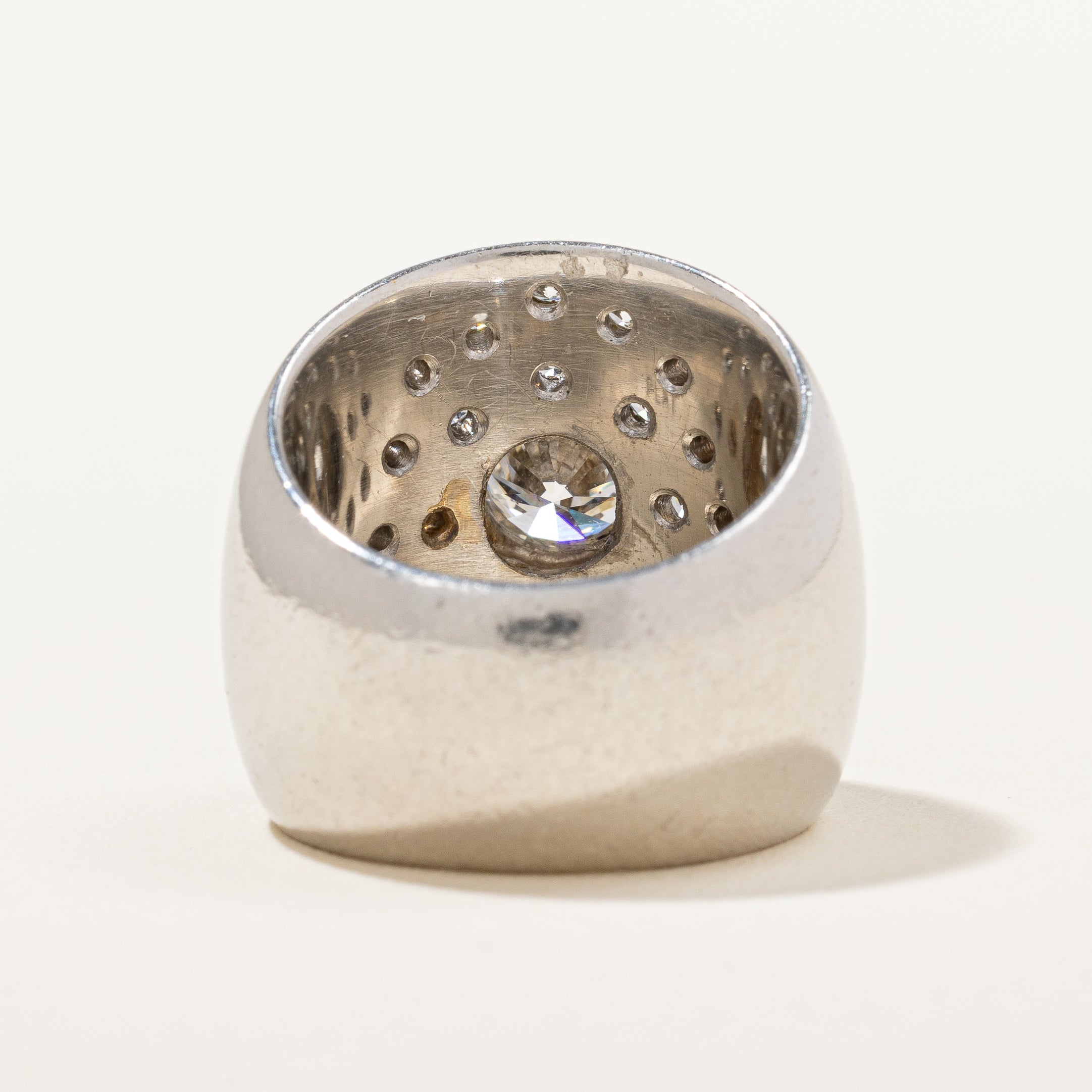 Bague cocktail épaisse en platine sertie de plusieurs diamants | 2,00 ct au total | Taille 5