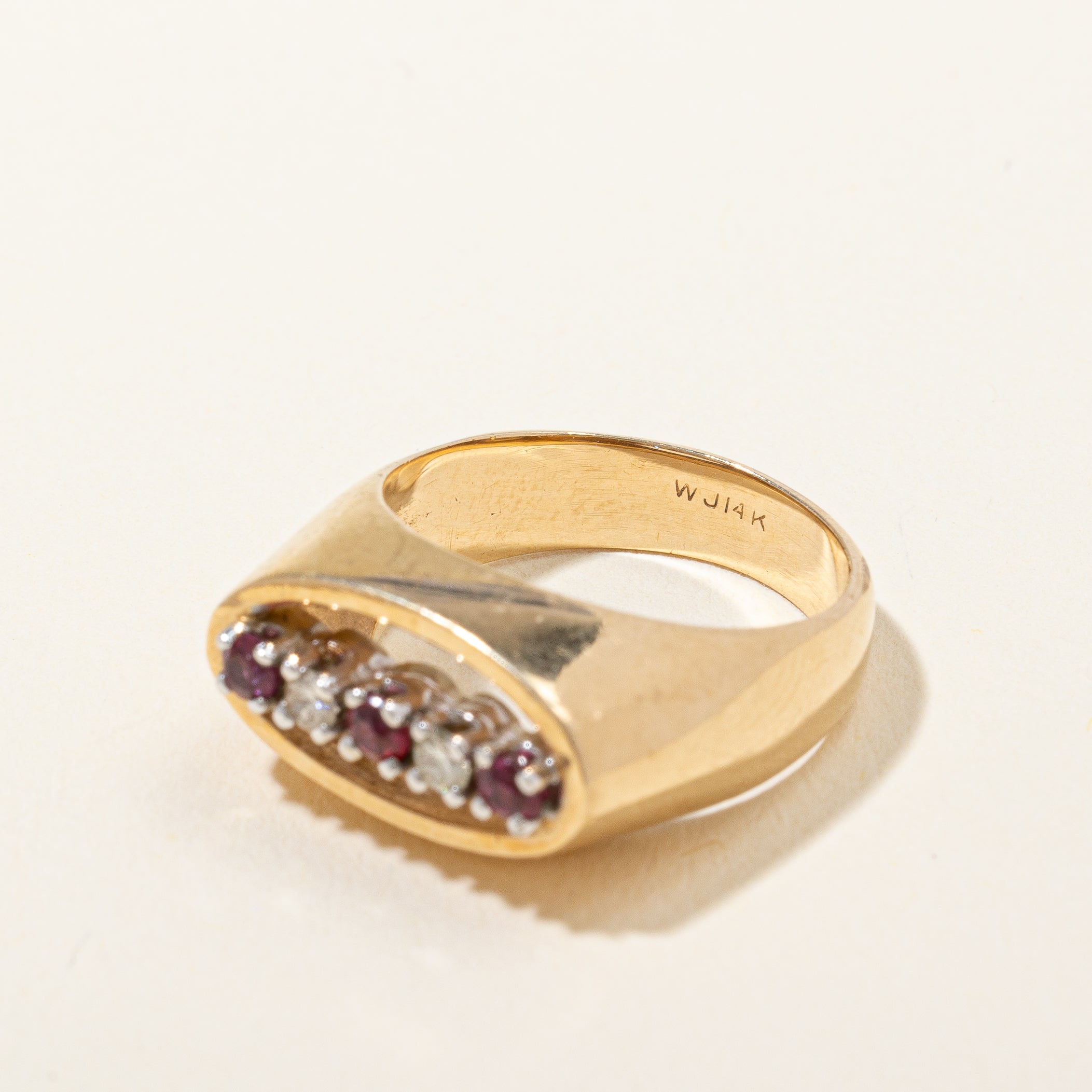 Open Oval Diamond & Ruby Ring | 0.10 ctw, SZ 5.5 |