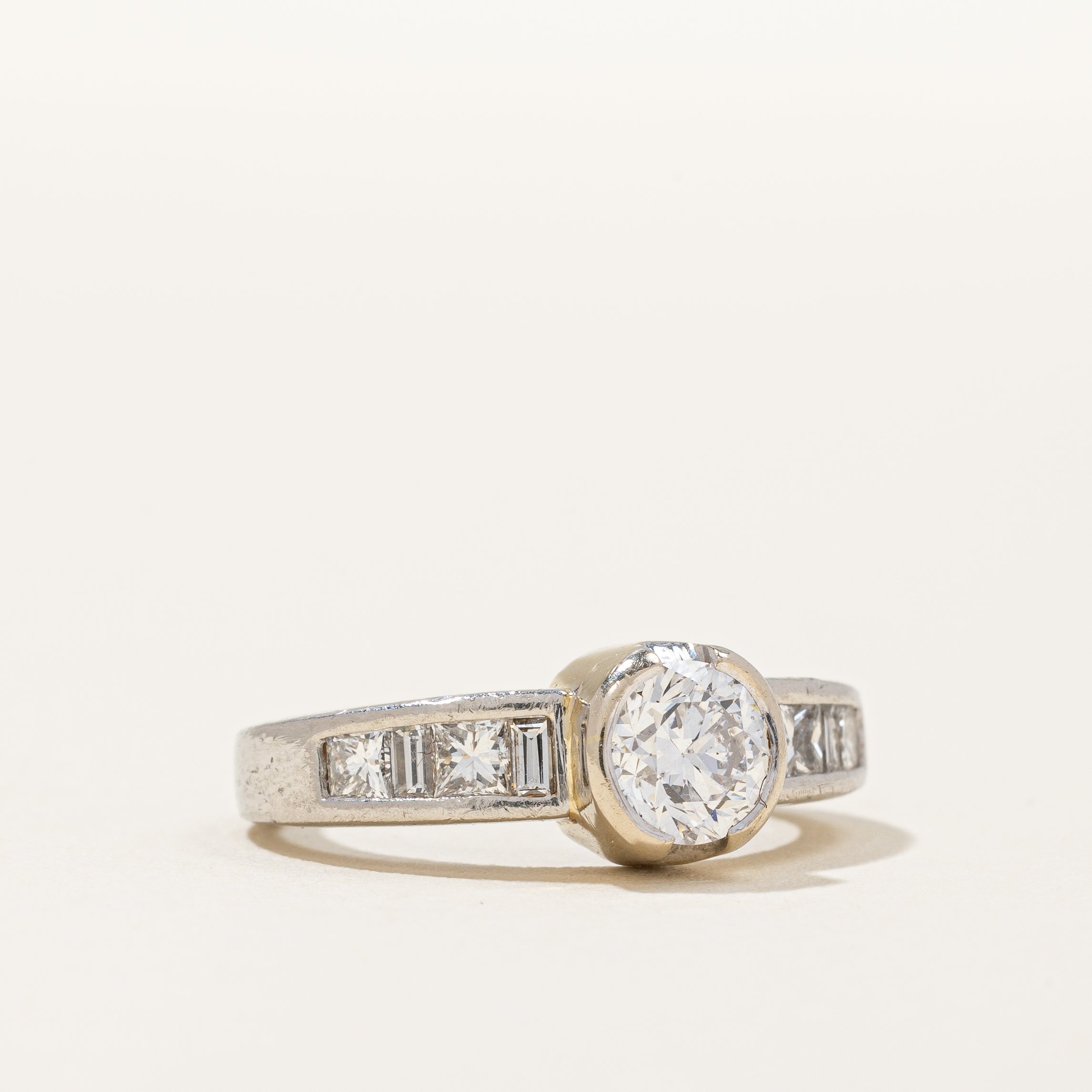 Semi Bezel Set Diamond Accented Engagement Ring | 1.00 ctw SI2 H | SZ 4