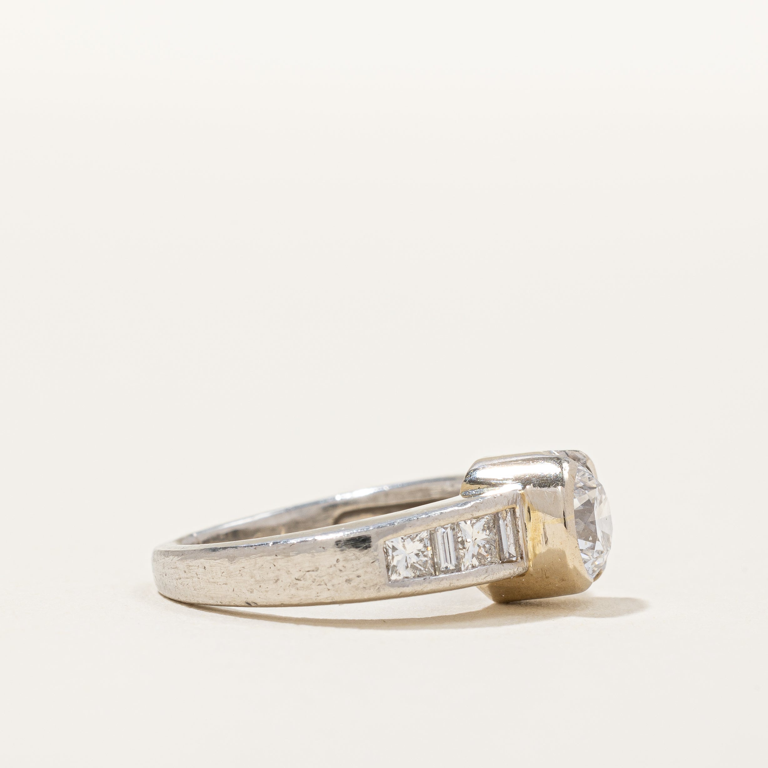 Semi Bezel Set Diamond Accented Engagement Ring | 1.00 ctw SI2 H | SZ 4