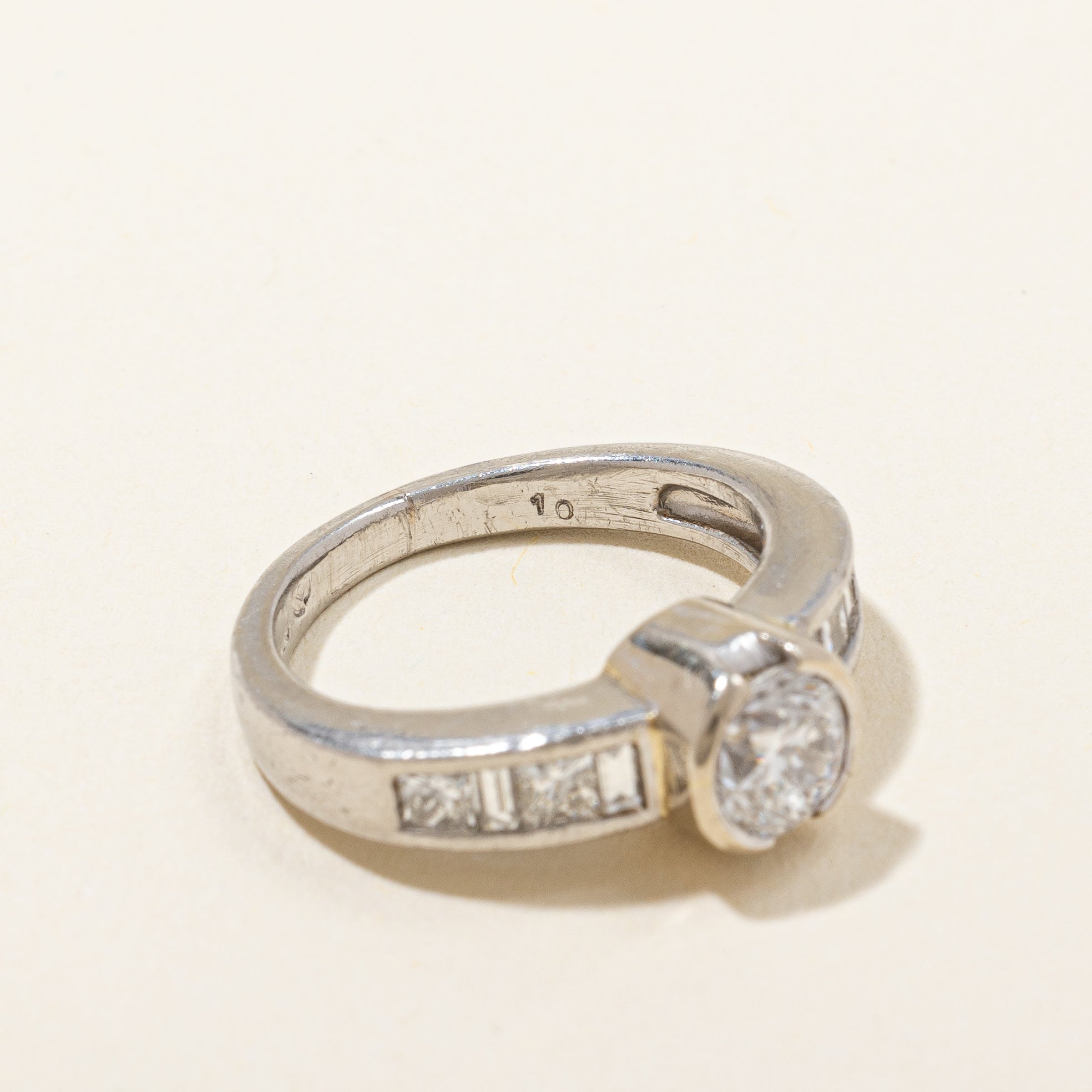 Semi Bezel Set Diamond Accented Engagement Ring | 1.00 ctw SI2 H | SZ 4