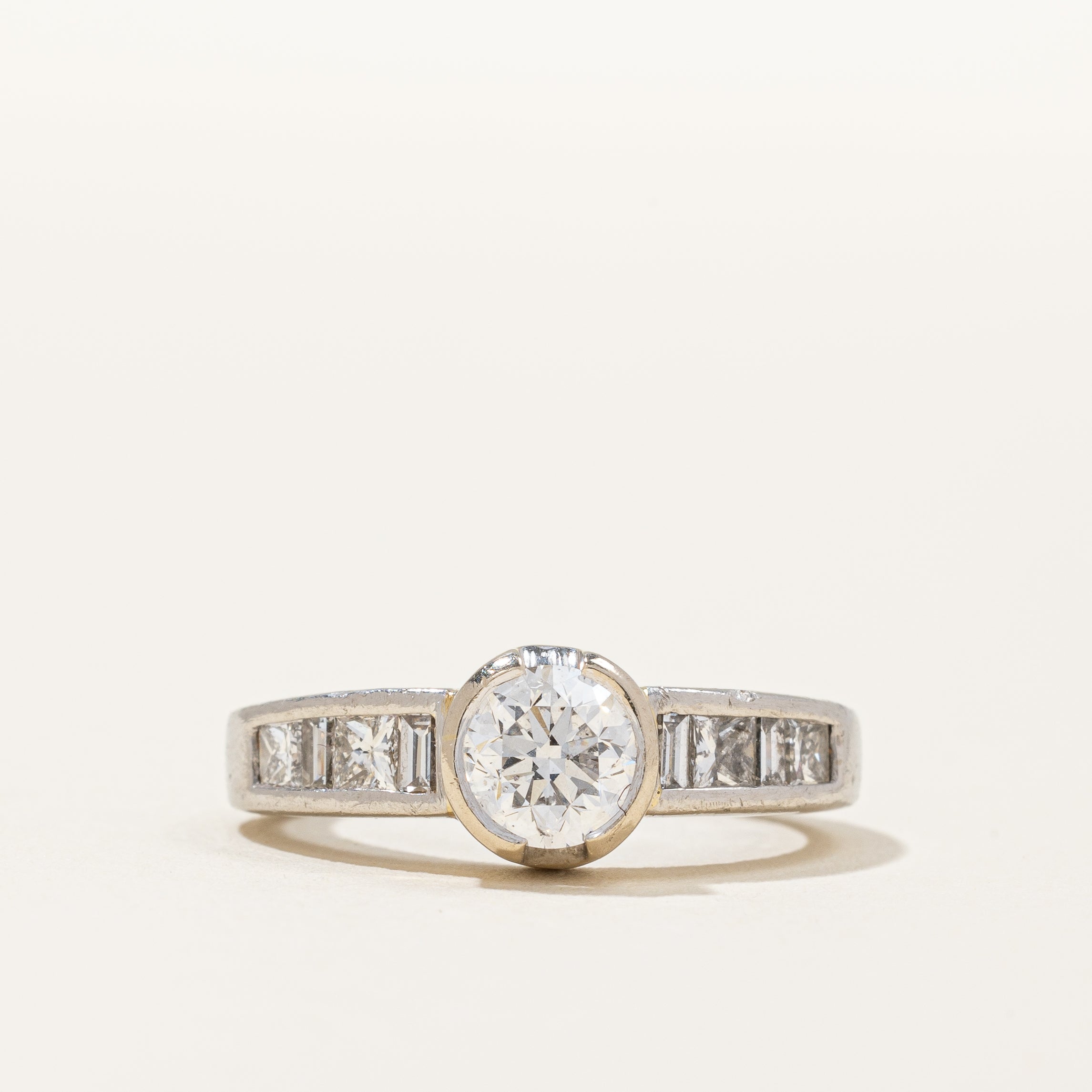 Semi Bezel Set Diamond Accented Engagement Ring | 1.00 ctw SI2 H | SZ 4