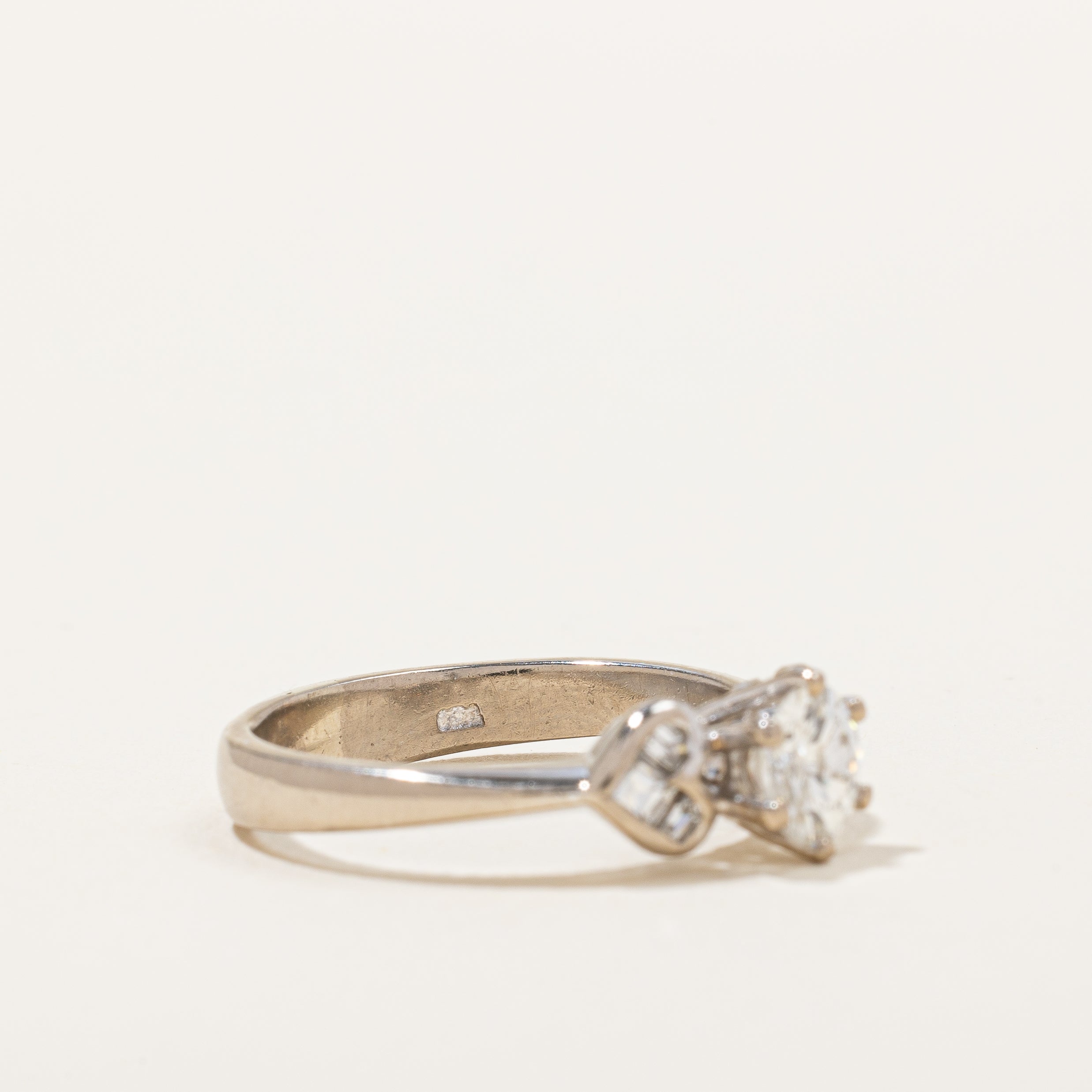 18K Heart Accented Diamond Engagement Ring | 1.00ctw I1, H | SZ 7 |