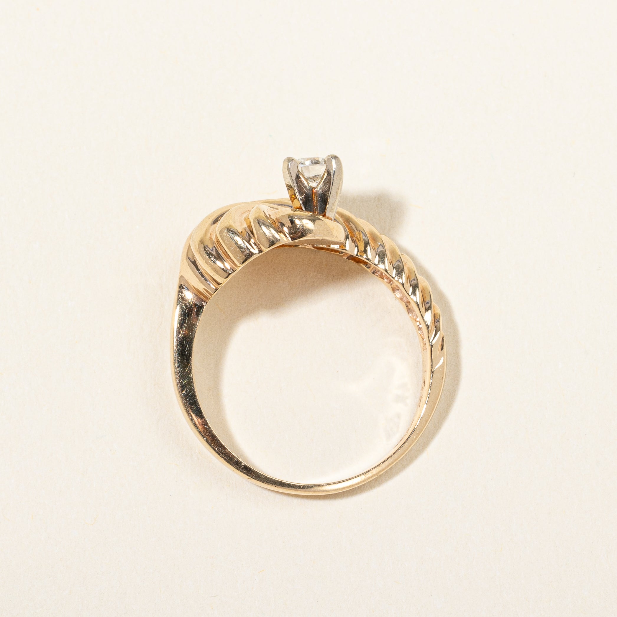 14K Yellow Gold Spiral Diamond Ring | 0.20ct | SZ 6.5 |