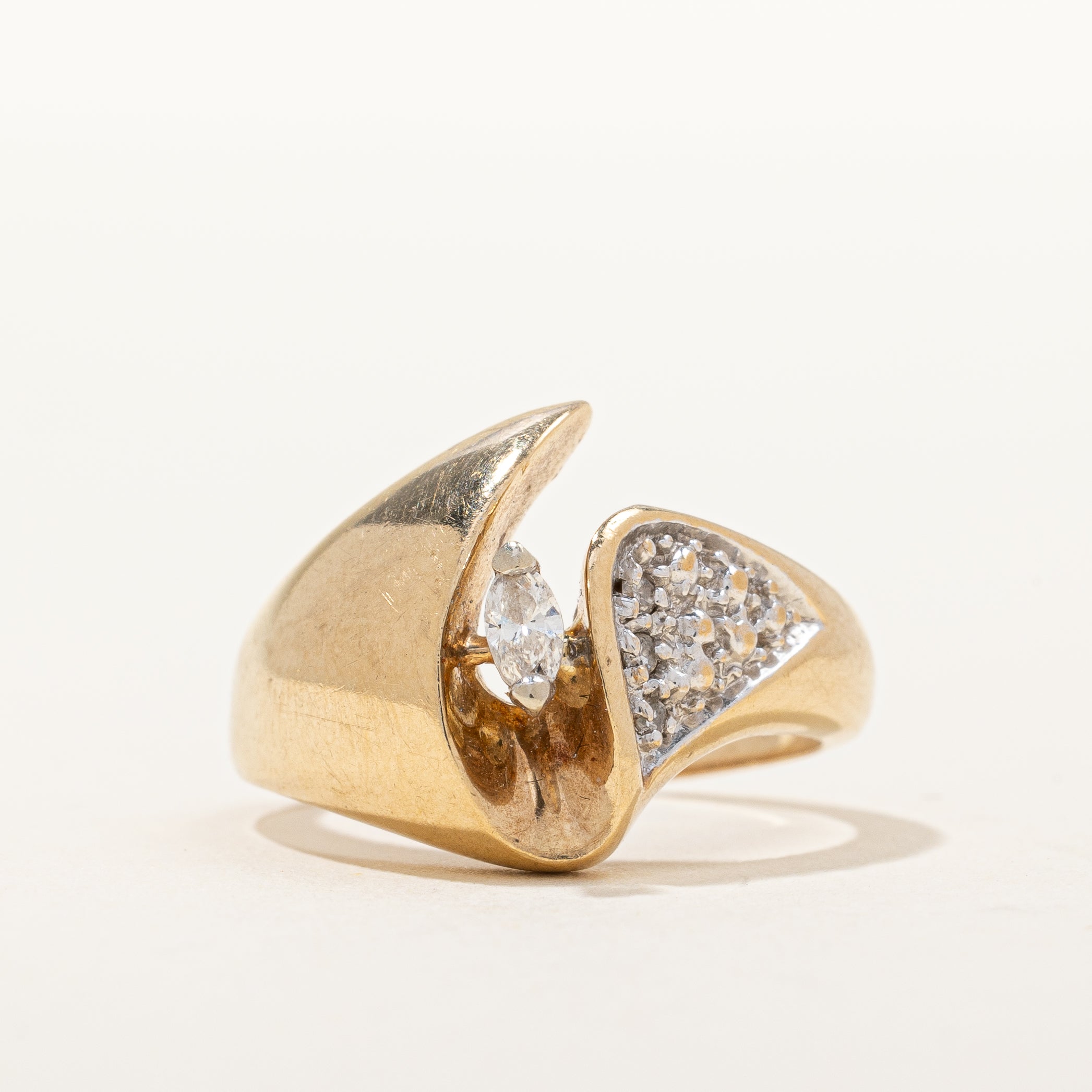 Unique Marquise Diamond Pave Ring | 0.10 ctw, SZ 6.5 |