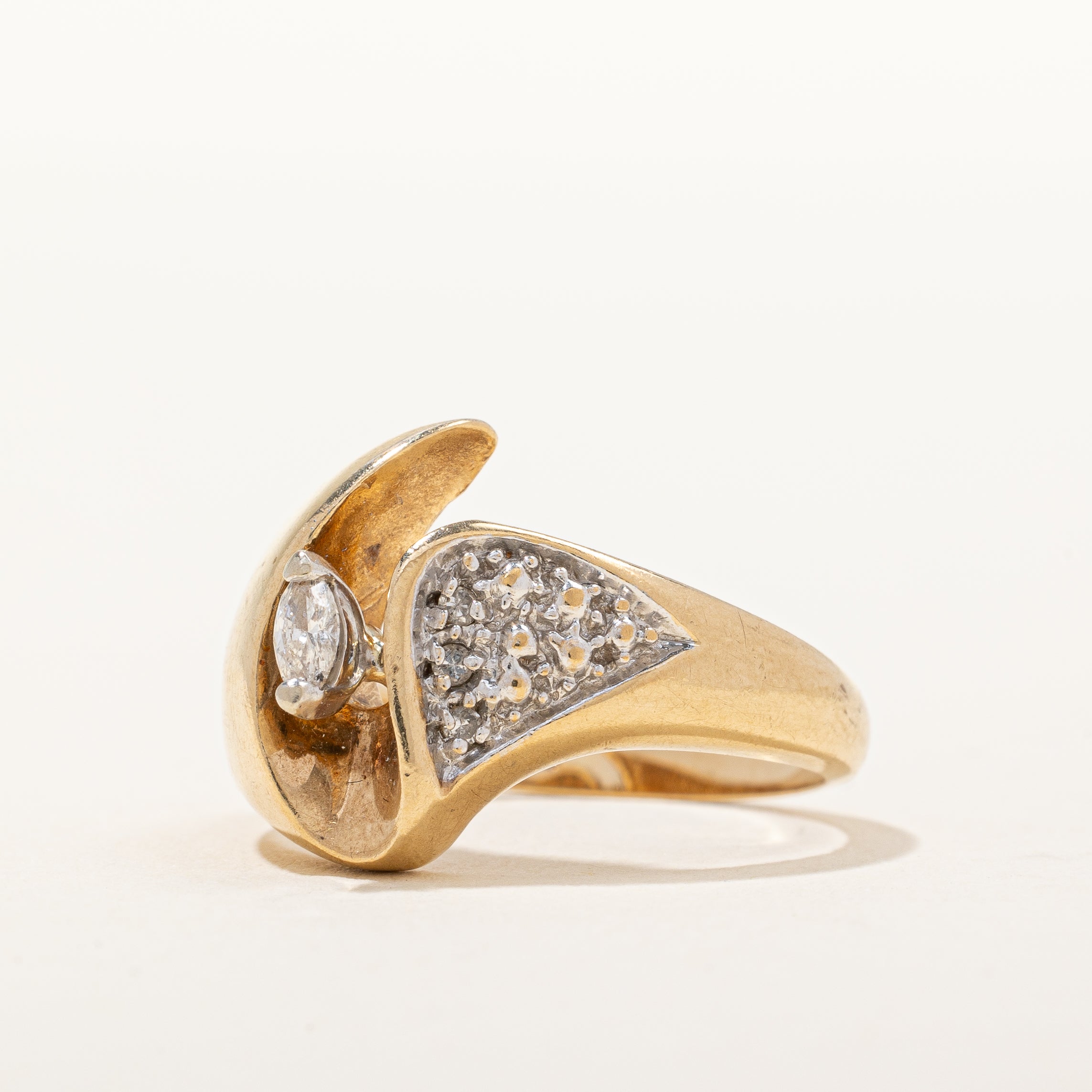 Unique Marquise Diamond Pave Ring | 0.10 ctw, SZ 6.5 |