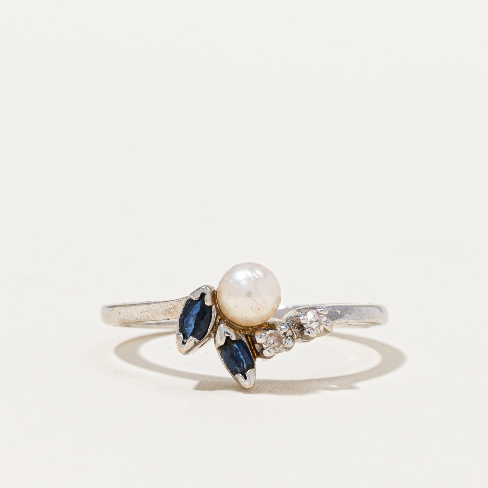 Marquise Sapphire & Pearl Ring | 0.02 ctw, SZ 6.5 |