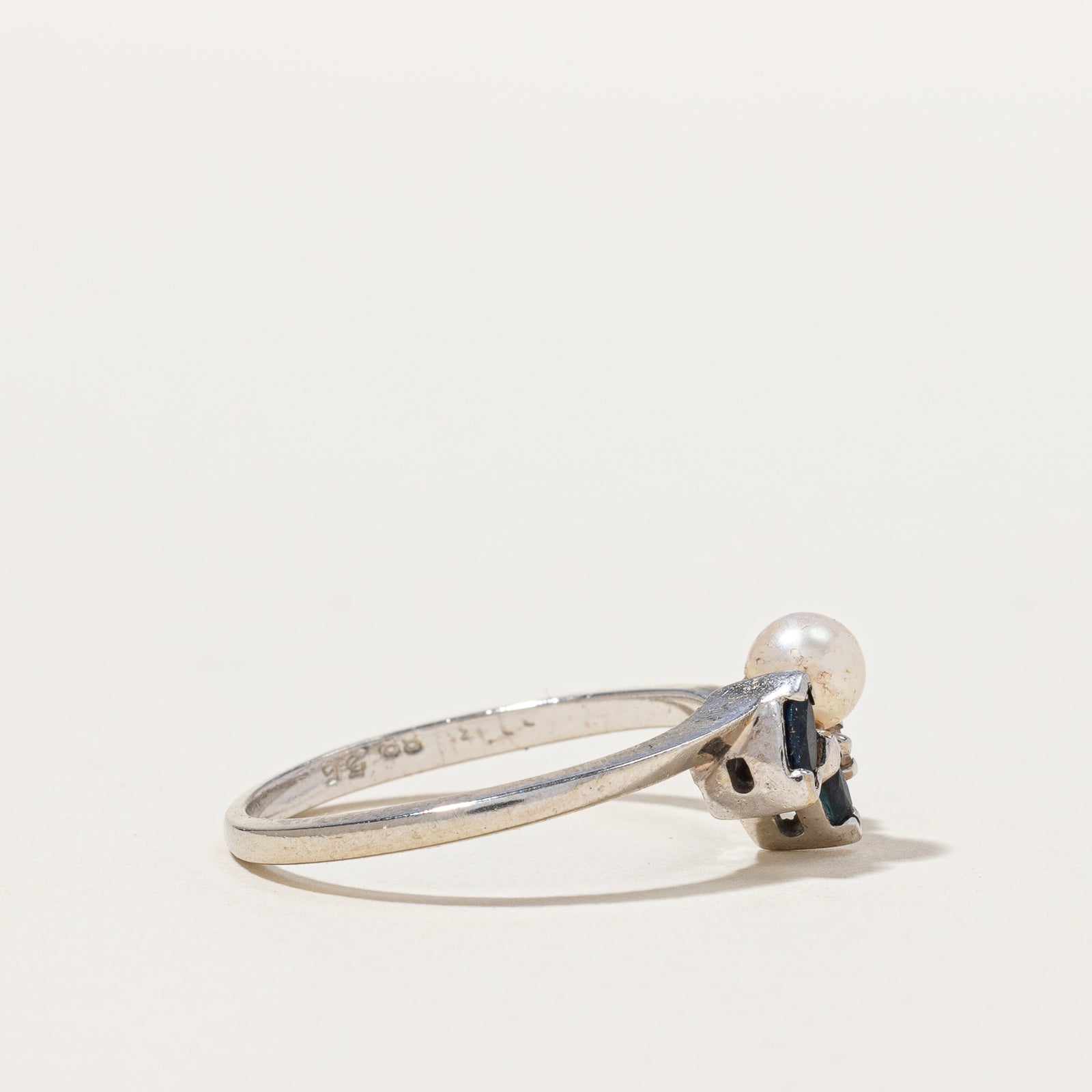 Marquise Sapphire & Pearl Ring | 0.02 ctw, SZ 6.5 |