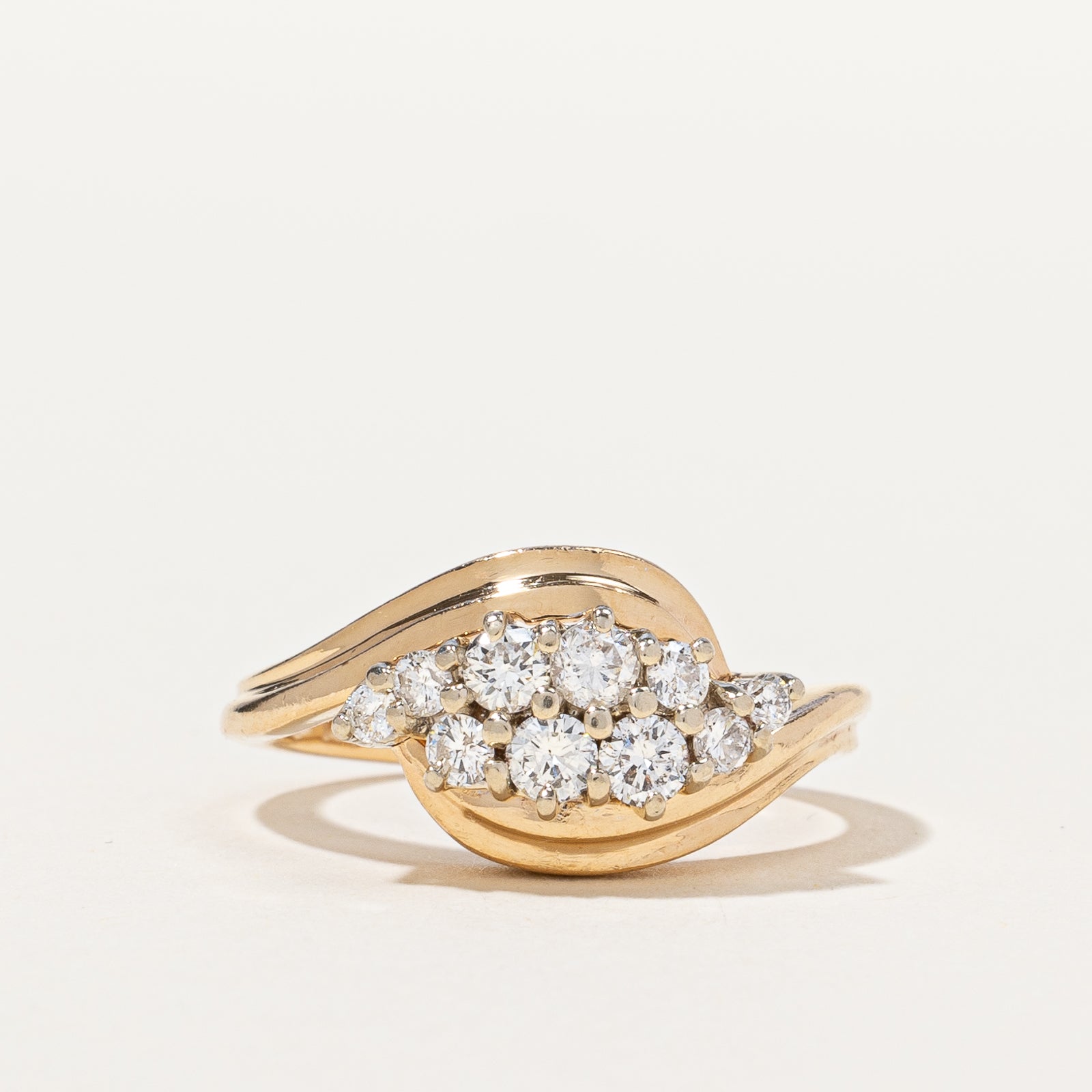 Diamond Cluster Bypass Wave Ring | 0.55 ctw, SZ 5.5 |
