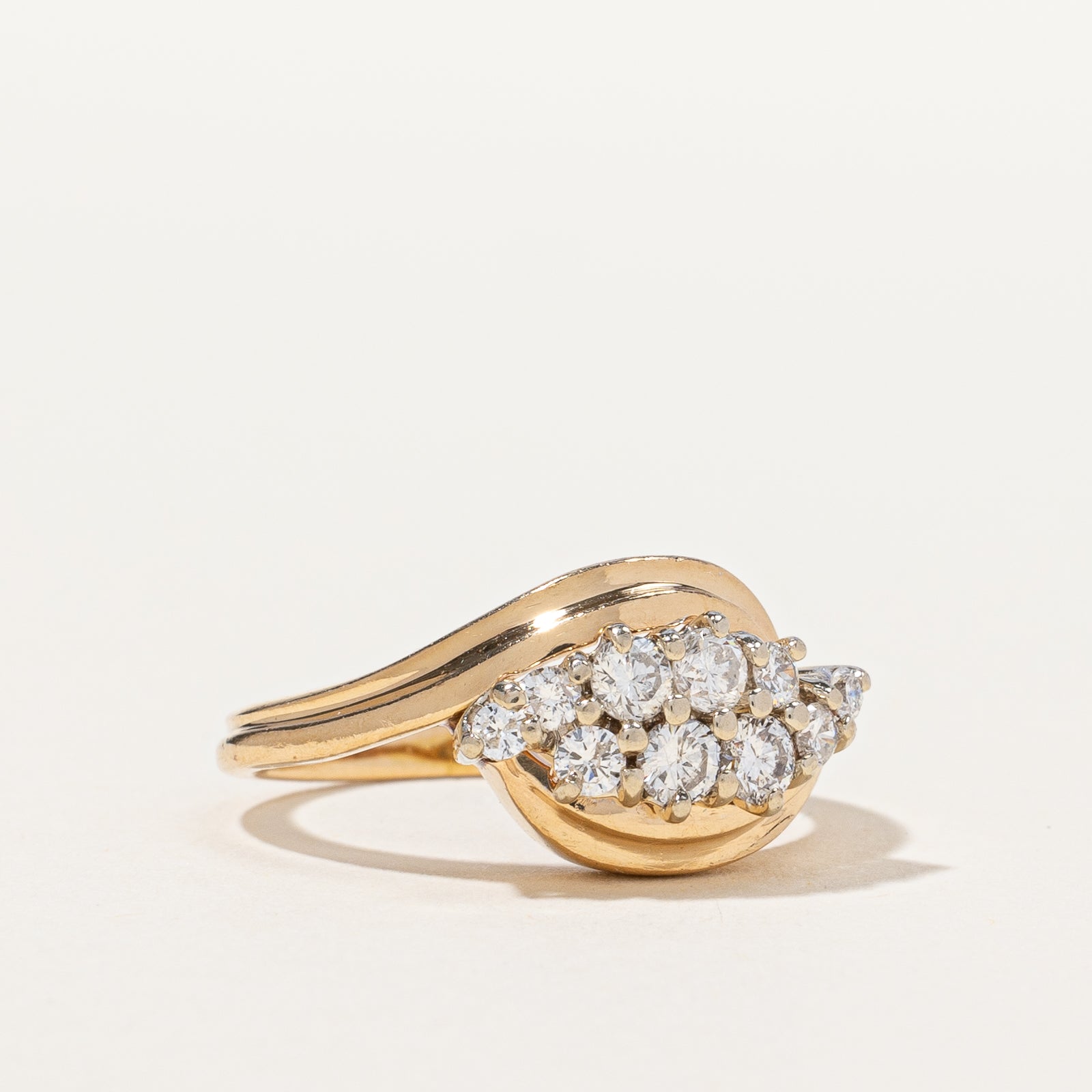 Diamond Cluster Bypass Wave Ring | 0.55 ctw, SZ 5.5 |