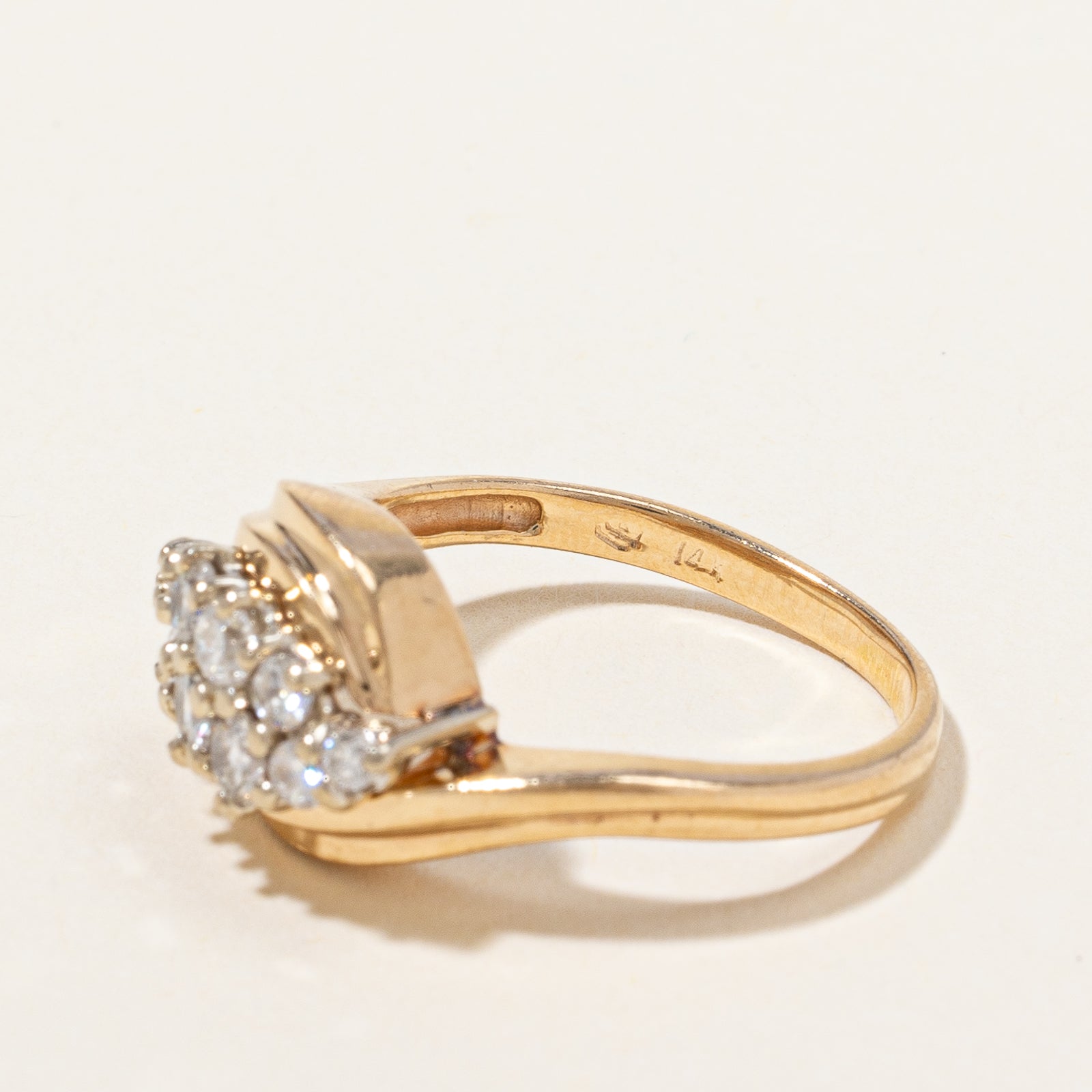 Diamond Cluster Bypass Wave Ring | 0.55 ctw, SZ 5.5 |