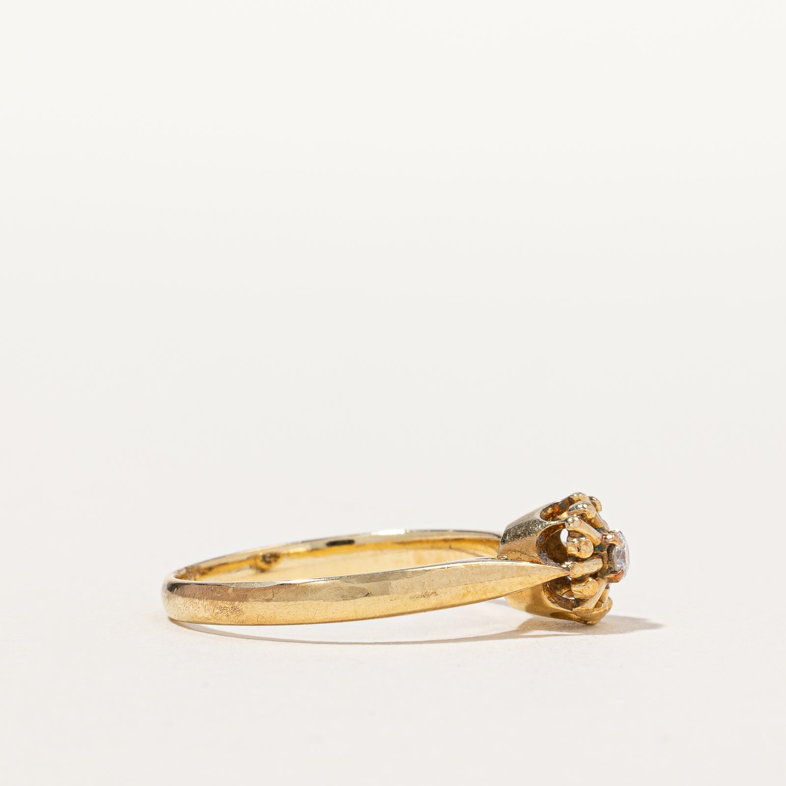 Yellow Gold Halo Diamond Promise Ring | 0.05 ct, SZ 6.5 |