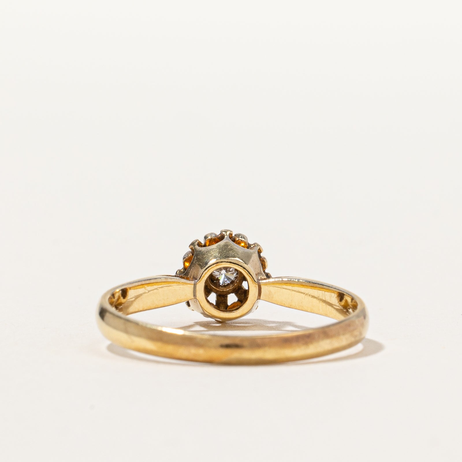 Yellow Gold Halo Diamond Promise Ring | 0.05 ct, SZ 6.5 |