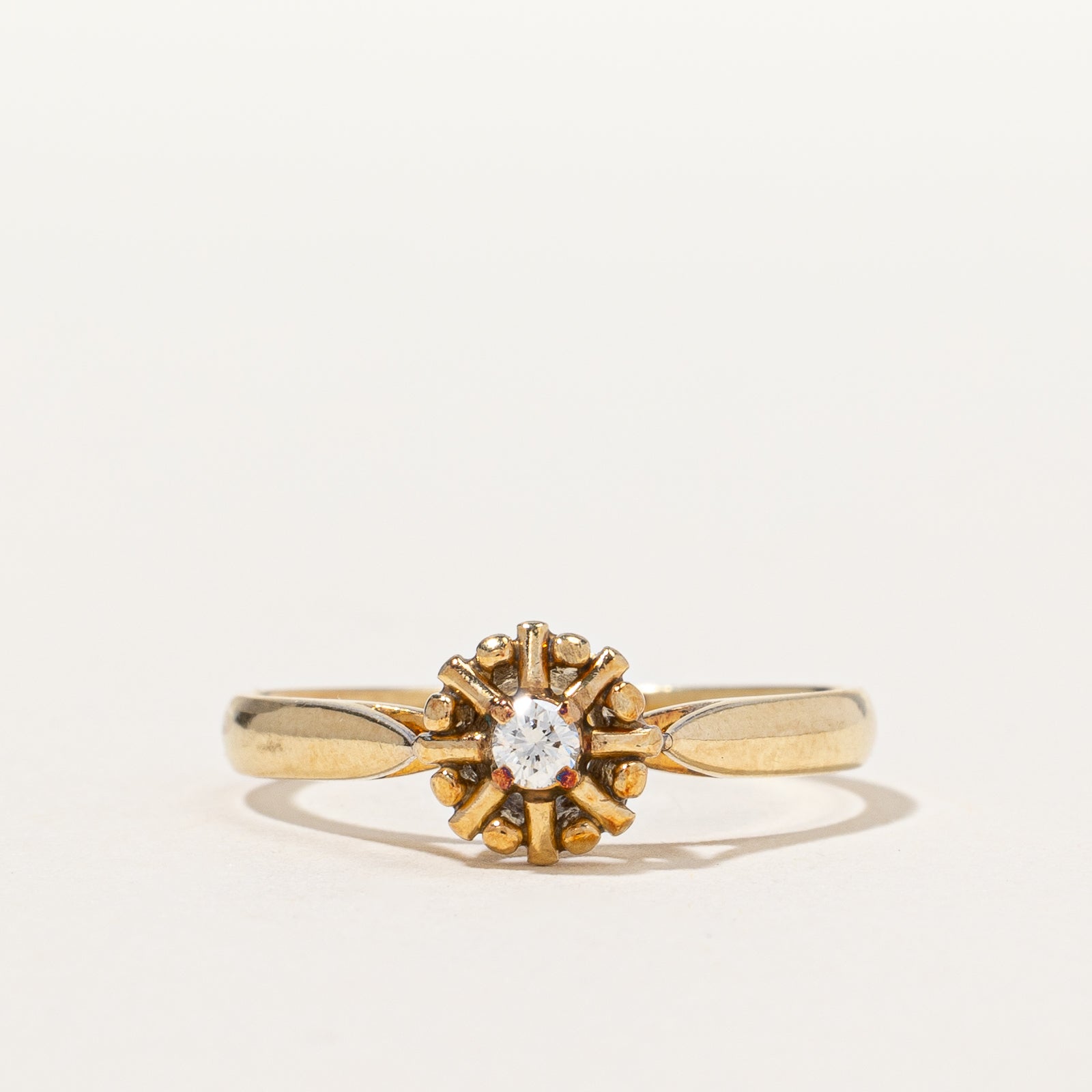 Yellow Gold Halo Diamond Promise Ring | 0.05 ct, SZ 6.5 |