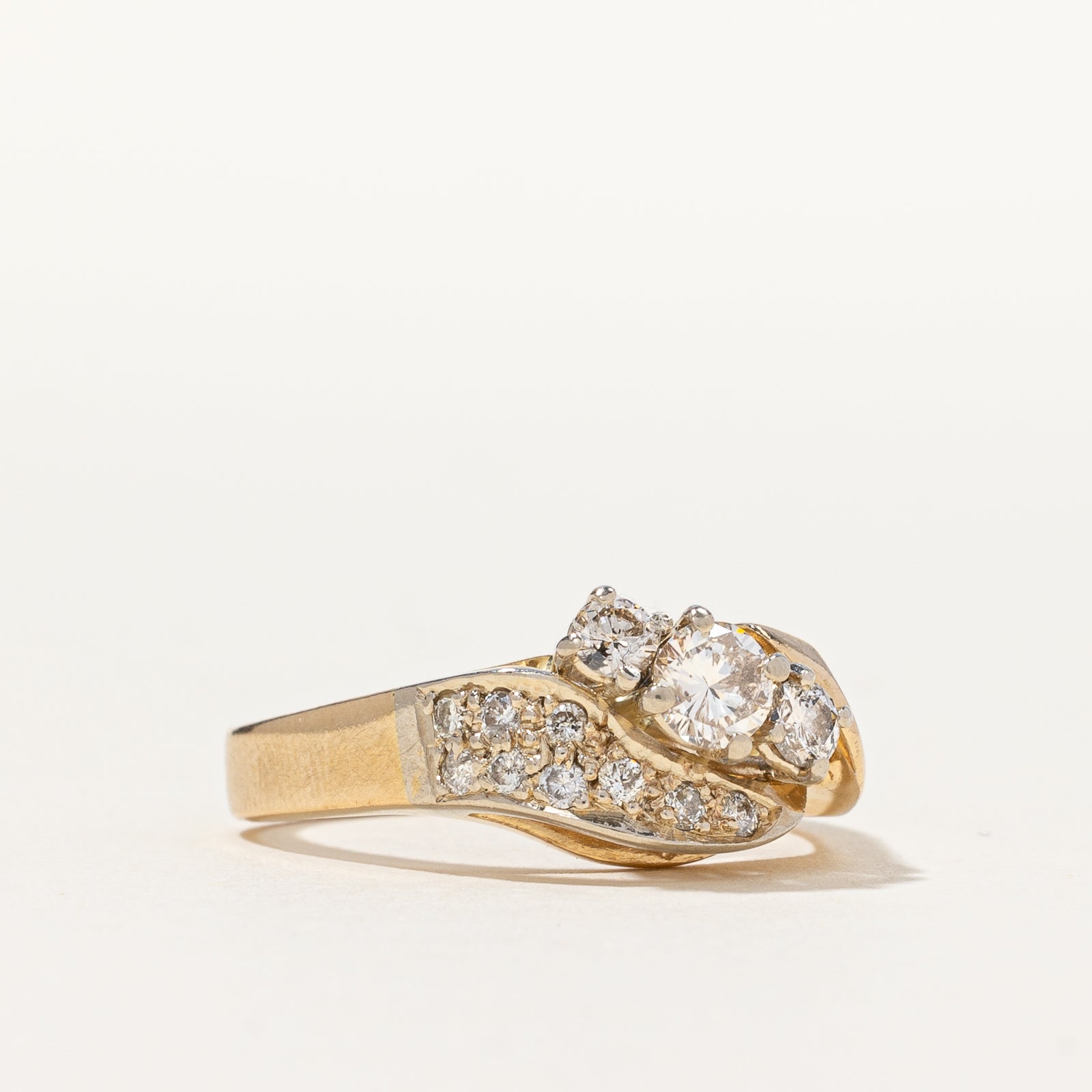 Three Stone Diamond Bypass Ring | 0.56 ctw, SZ 5.5 |