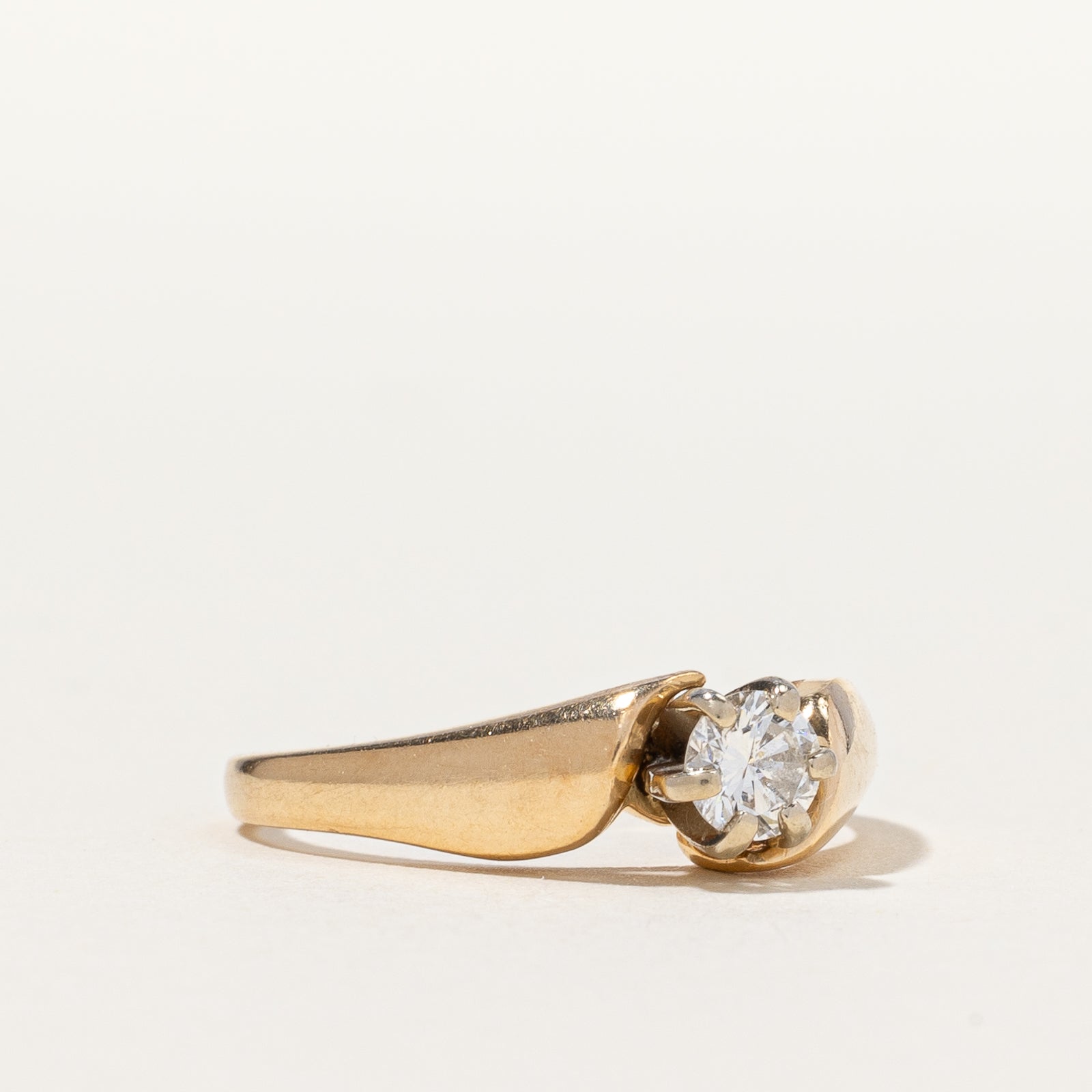 Solitaire Diamond Bypass Ring | 0.23 ct, SZ 5.25 |