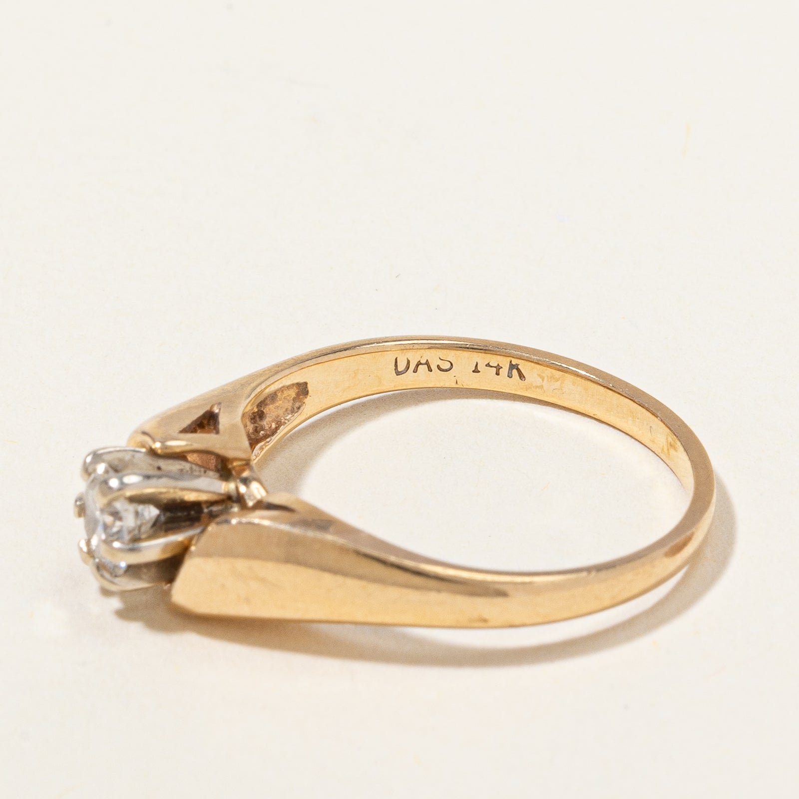 Solitaire Diamond Bypass Ring | 0.23 ct, SZ 5.25 |