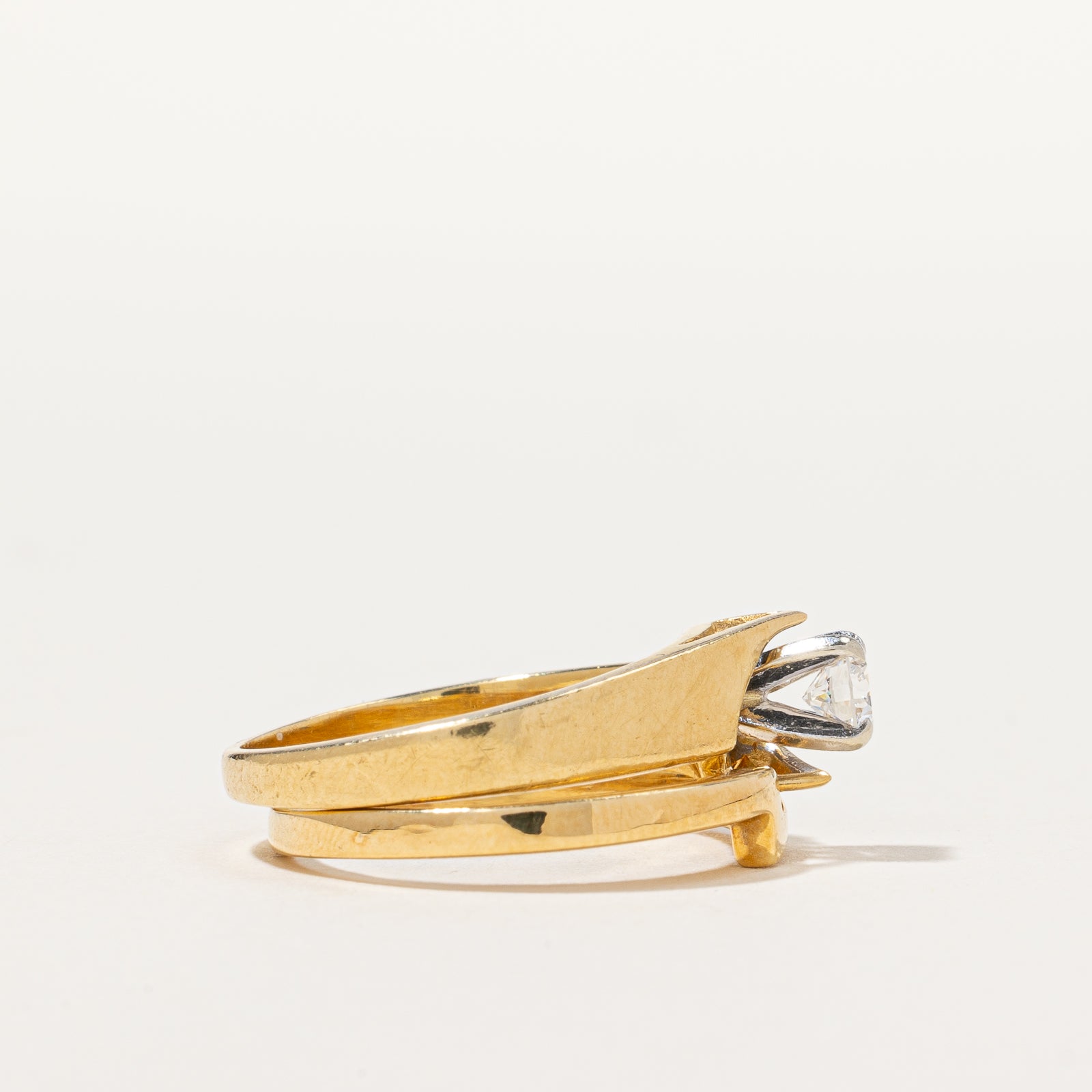 18k Solitaire Diamond Engagement Ring with Matching Band | 0.29 ct, SZ 6.25 |
