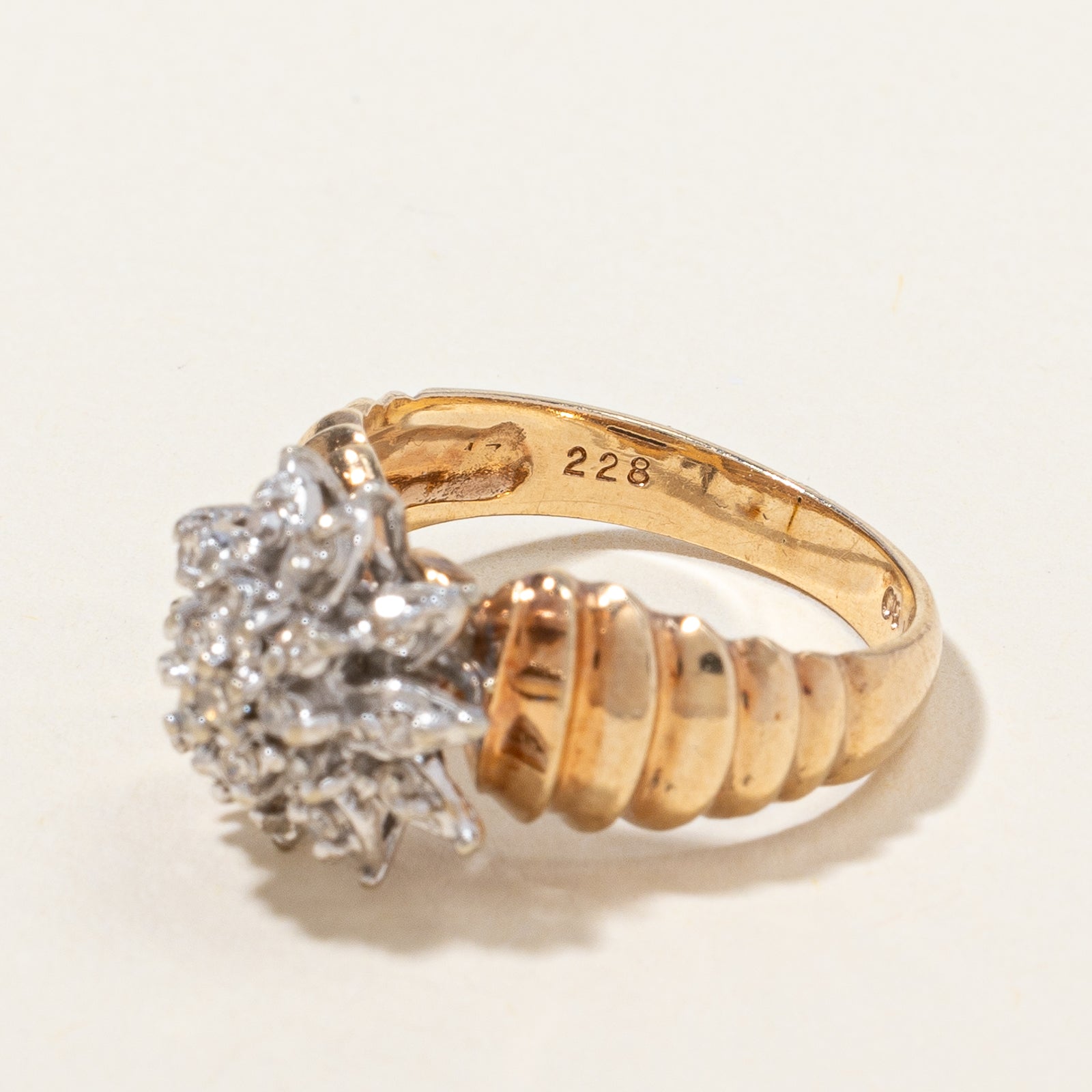 Vintage Floral Design Diamond Cluster Ring | 0.20 ctw |SZ 6 |