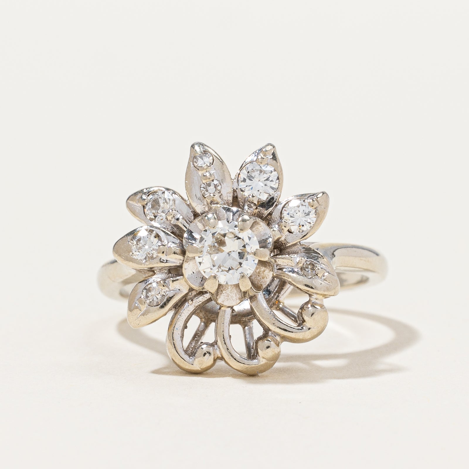 High Set Floral Diamond Ring | 0.39 ctw, SZ 6 |