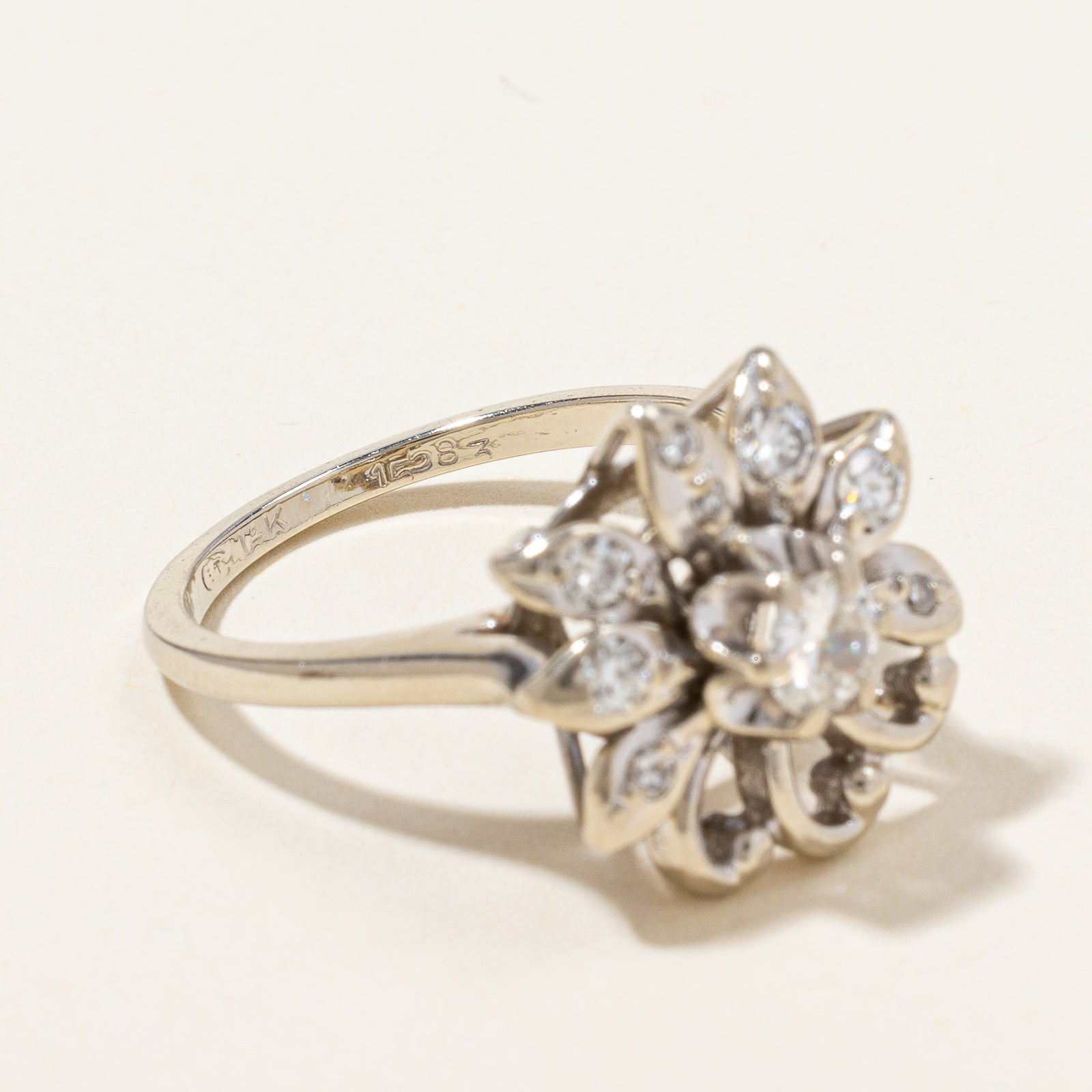 High Set Floral Diamond Ring | 0.39 ctw, SZ 6 |