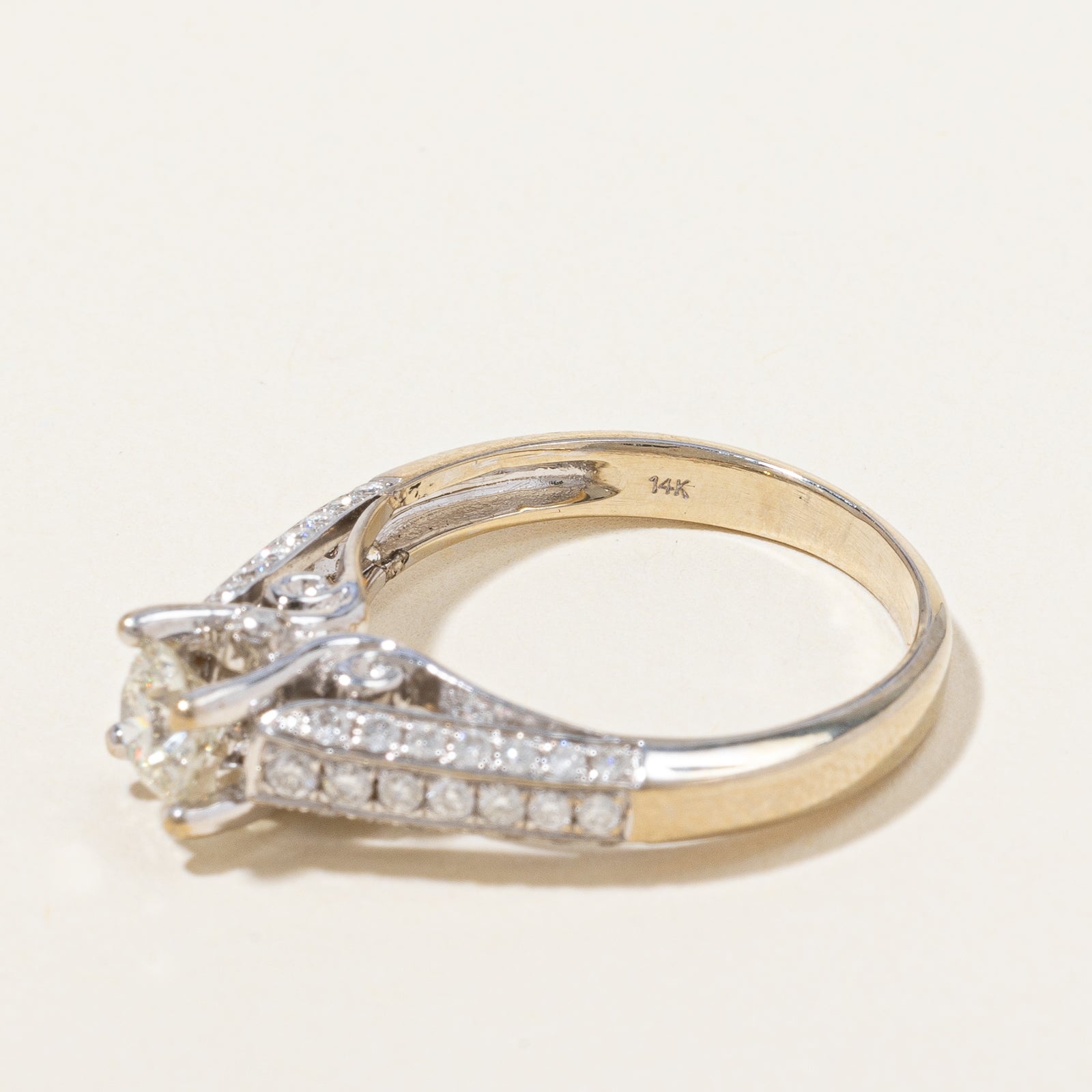Bague de fiançailles cathédrale finement travaillée | 1,29 ct | Taille 7,75 |