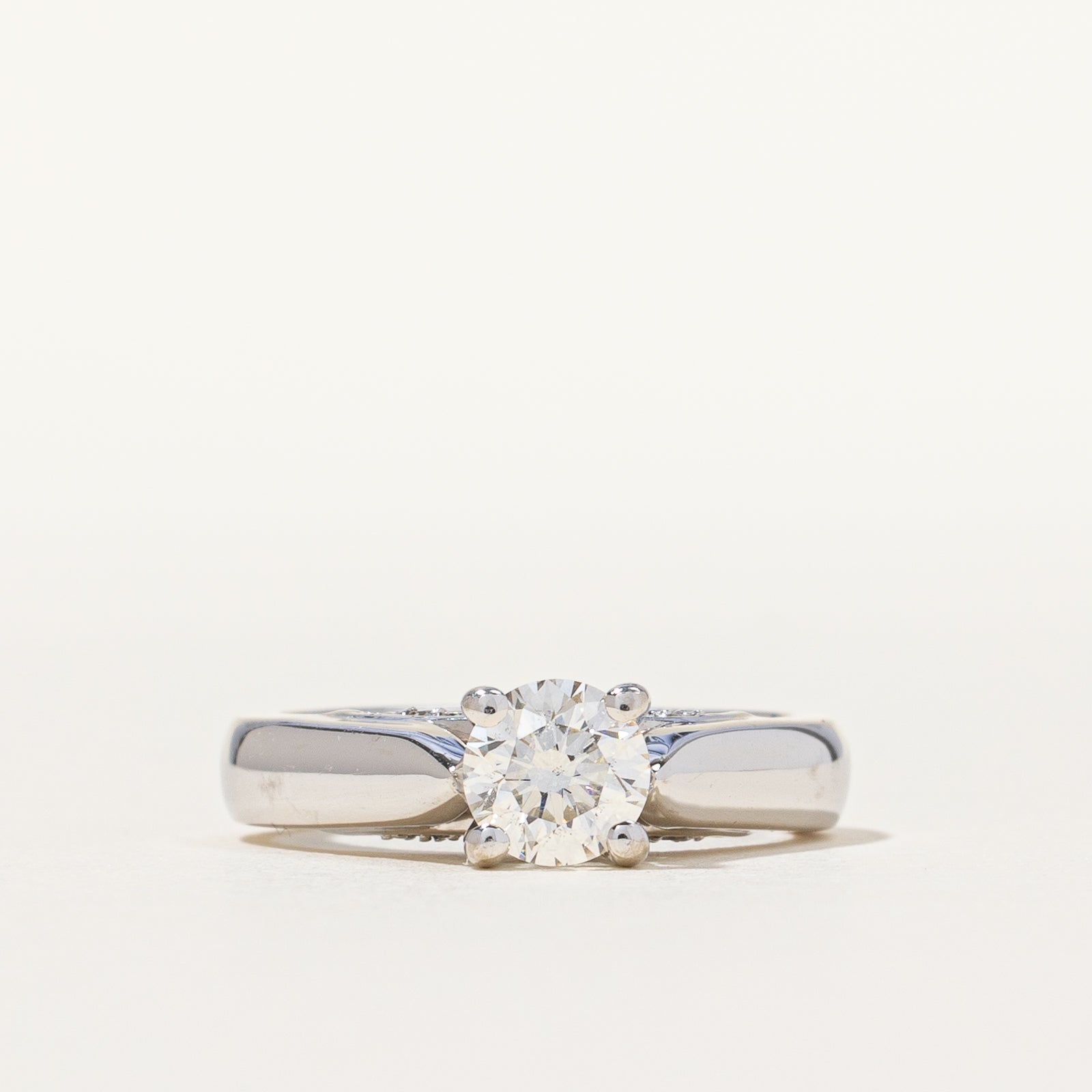 Diamond Accented Solitaire Engagement Ring | 0.56ct SI1 G | SZ 4 |