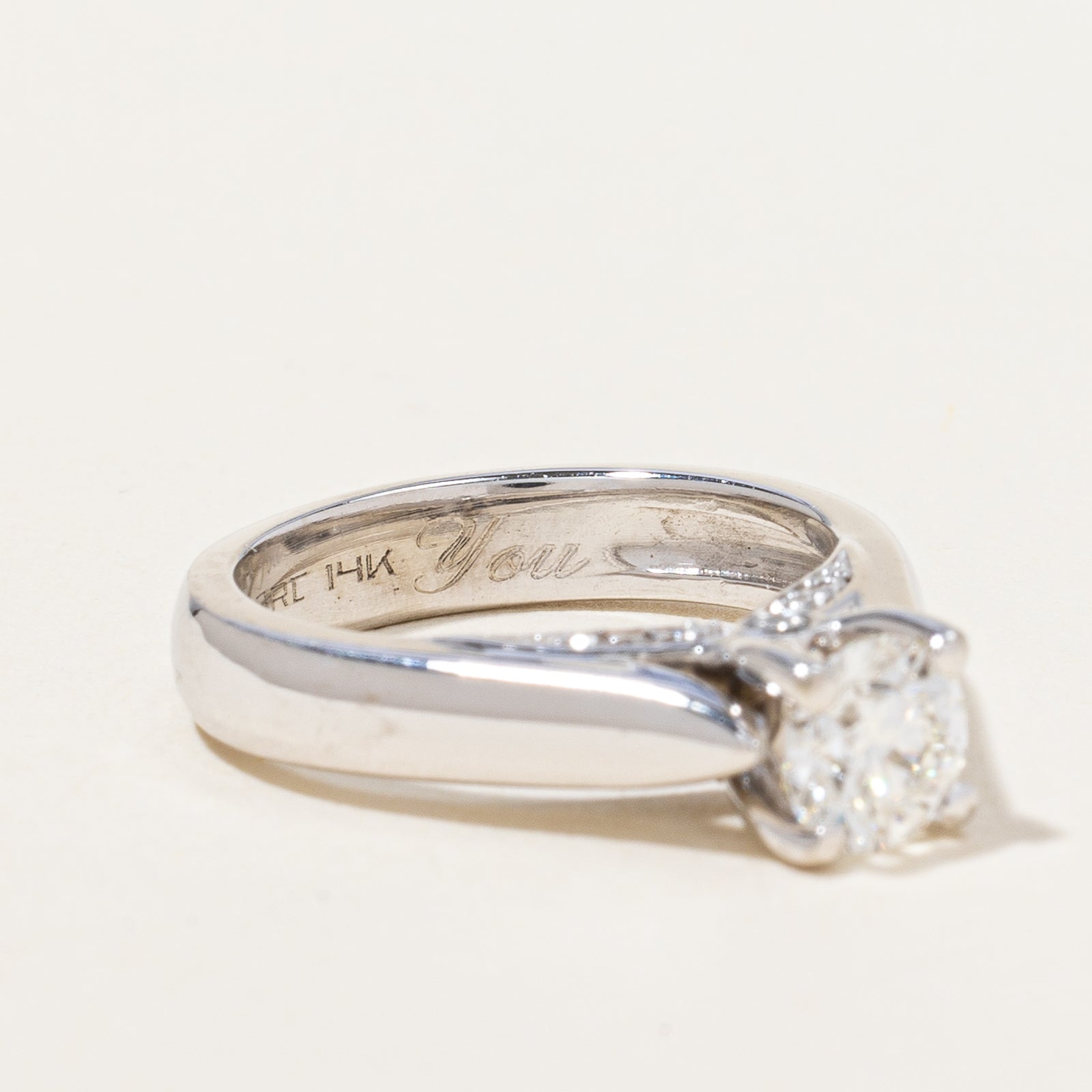 Diamond Accented Solitaire Engagement Ring | 0.56ct SI1 G | SZ 4 |