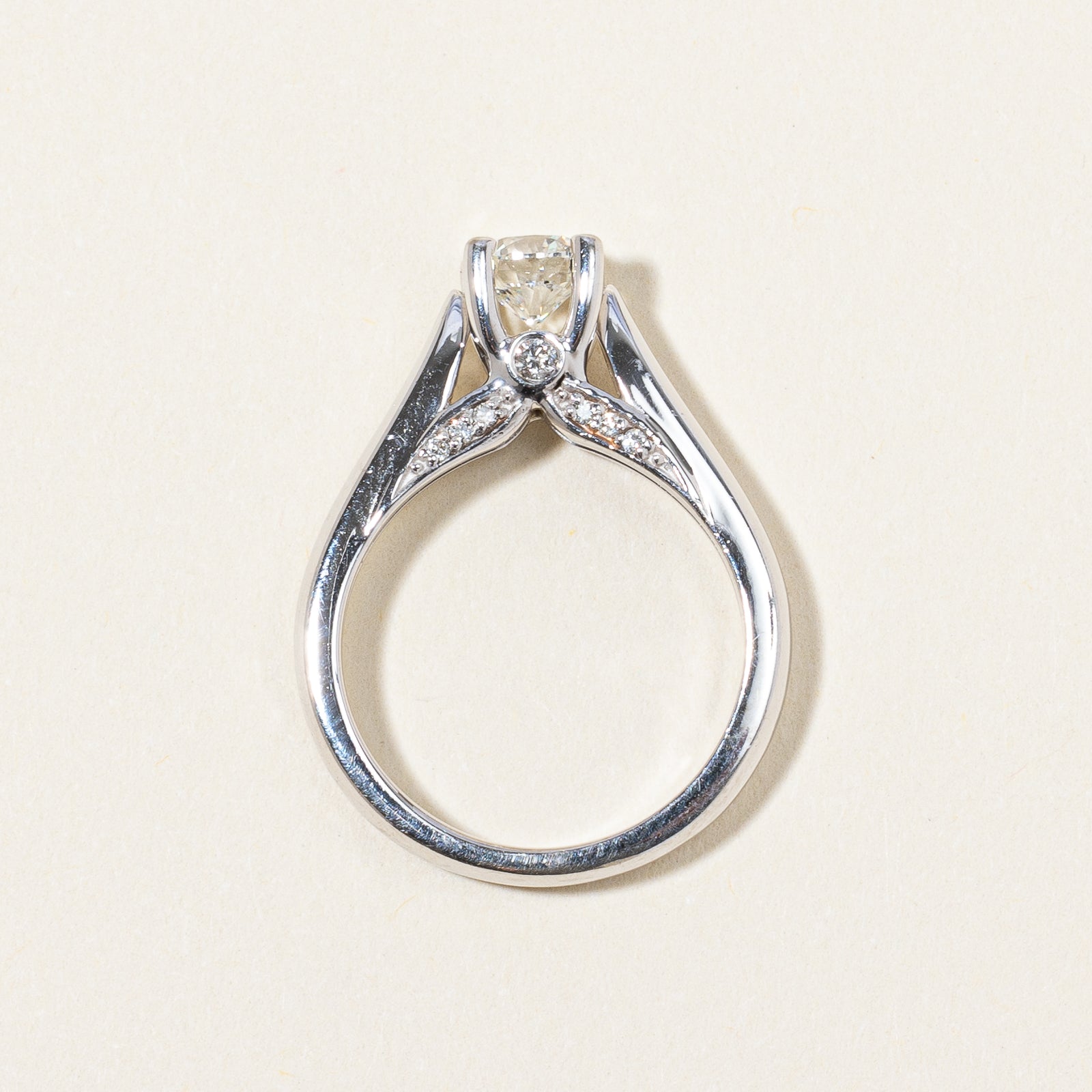 Diamond Accented Solitaire Engagement Ring | 0.56ct SI1 G | SZ 4 |