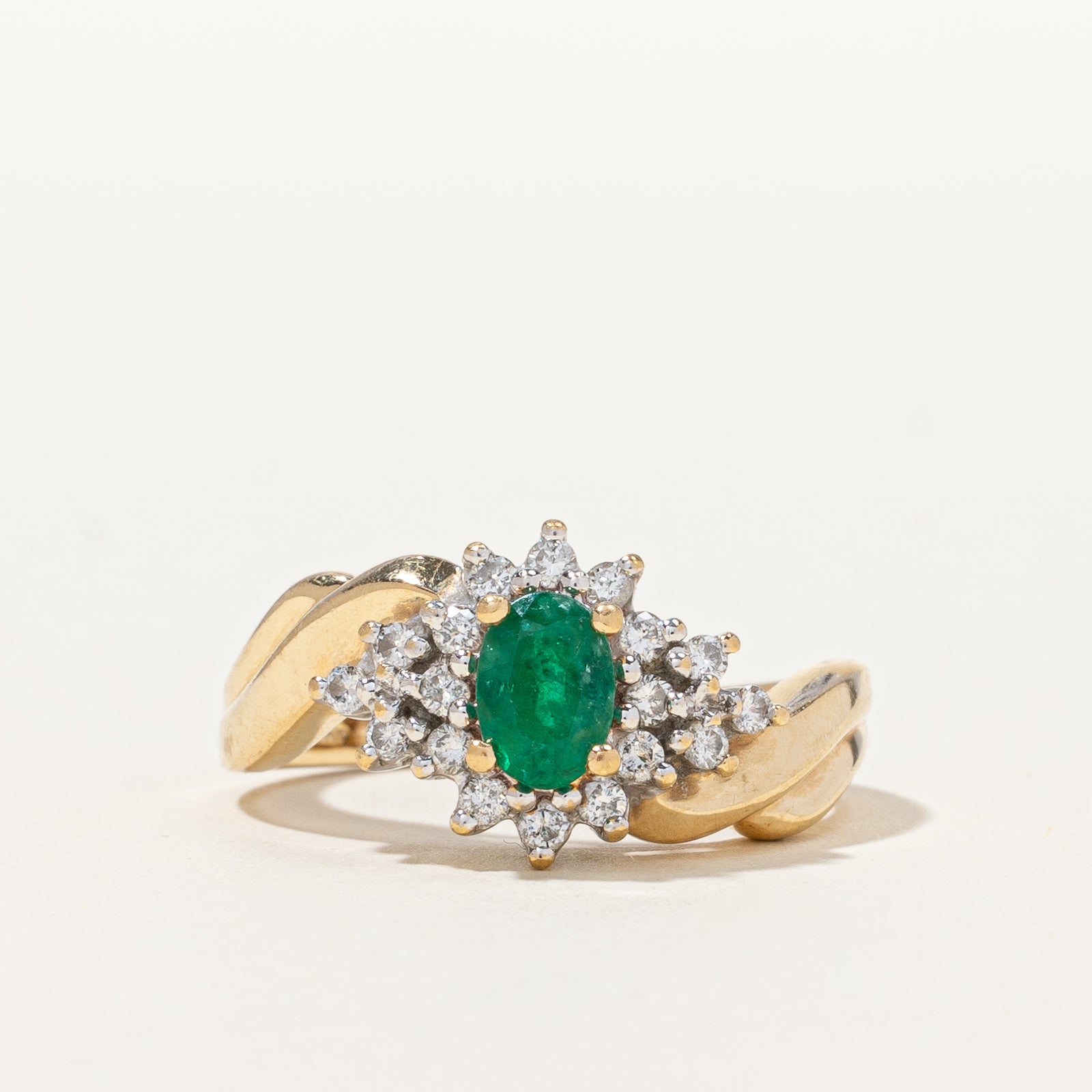 Bypass Emerald & Diamond Cocktail Ring | 0.25 ctw, SZ 6.25 |