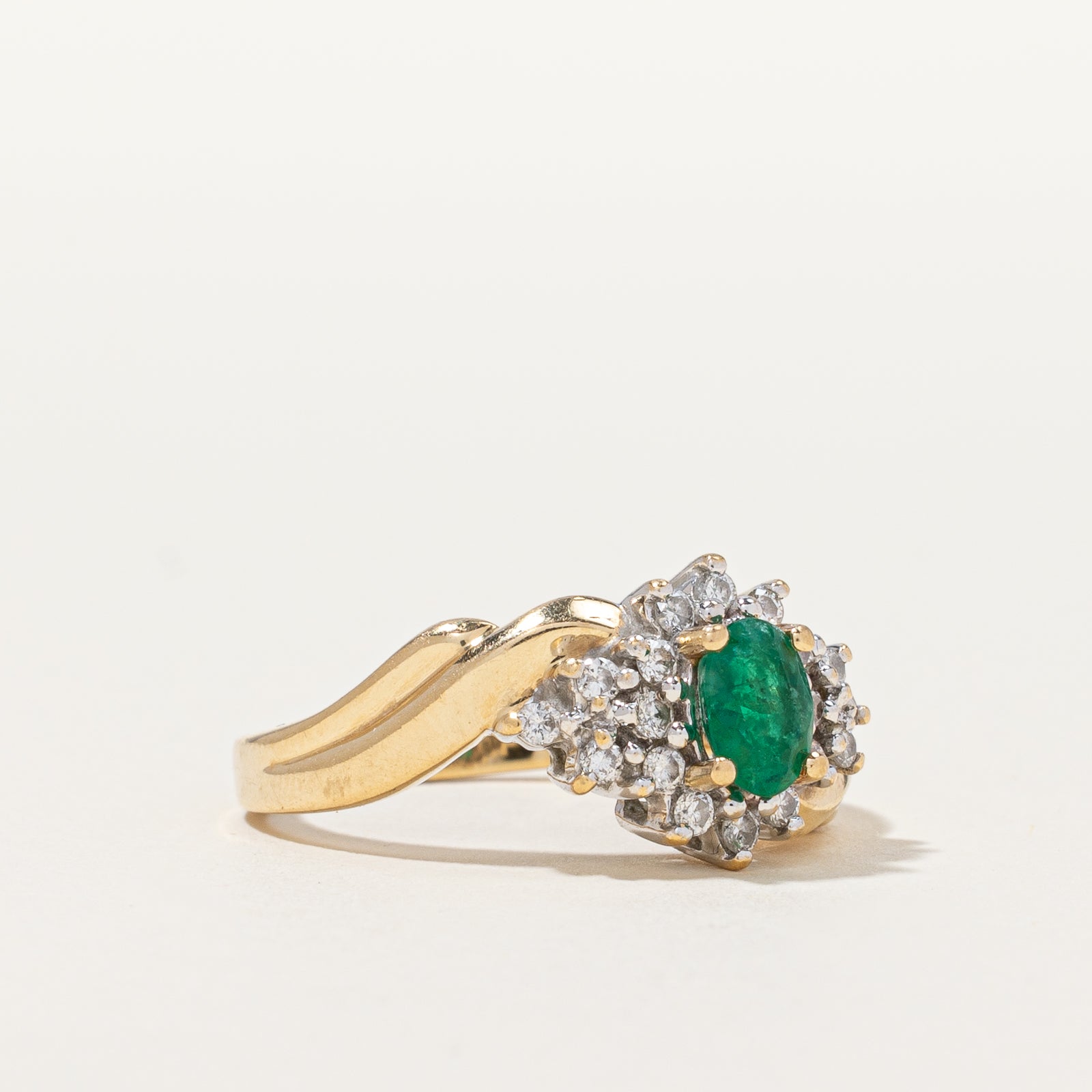 Bypass Emerald & Diamond Cocktail Ring | 0.25 ctw, SZ 6.25 |