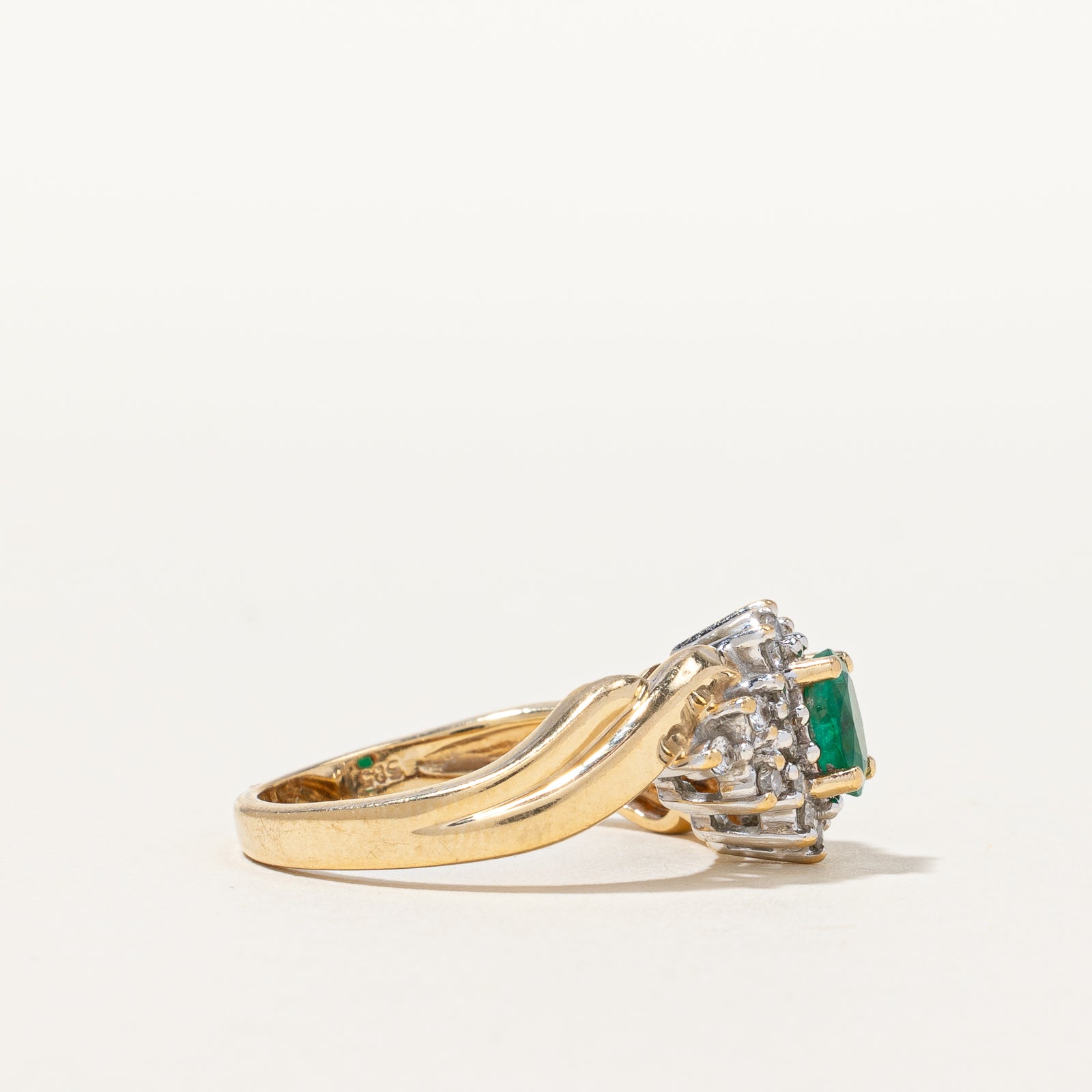 Bypass Emerald & Diamond Cocktail Ring | 0.25 ctw, SZ 6.25 |