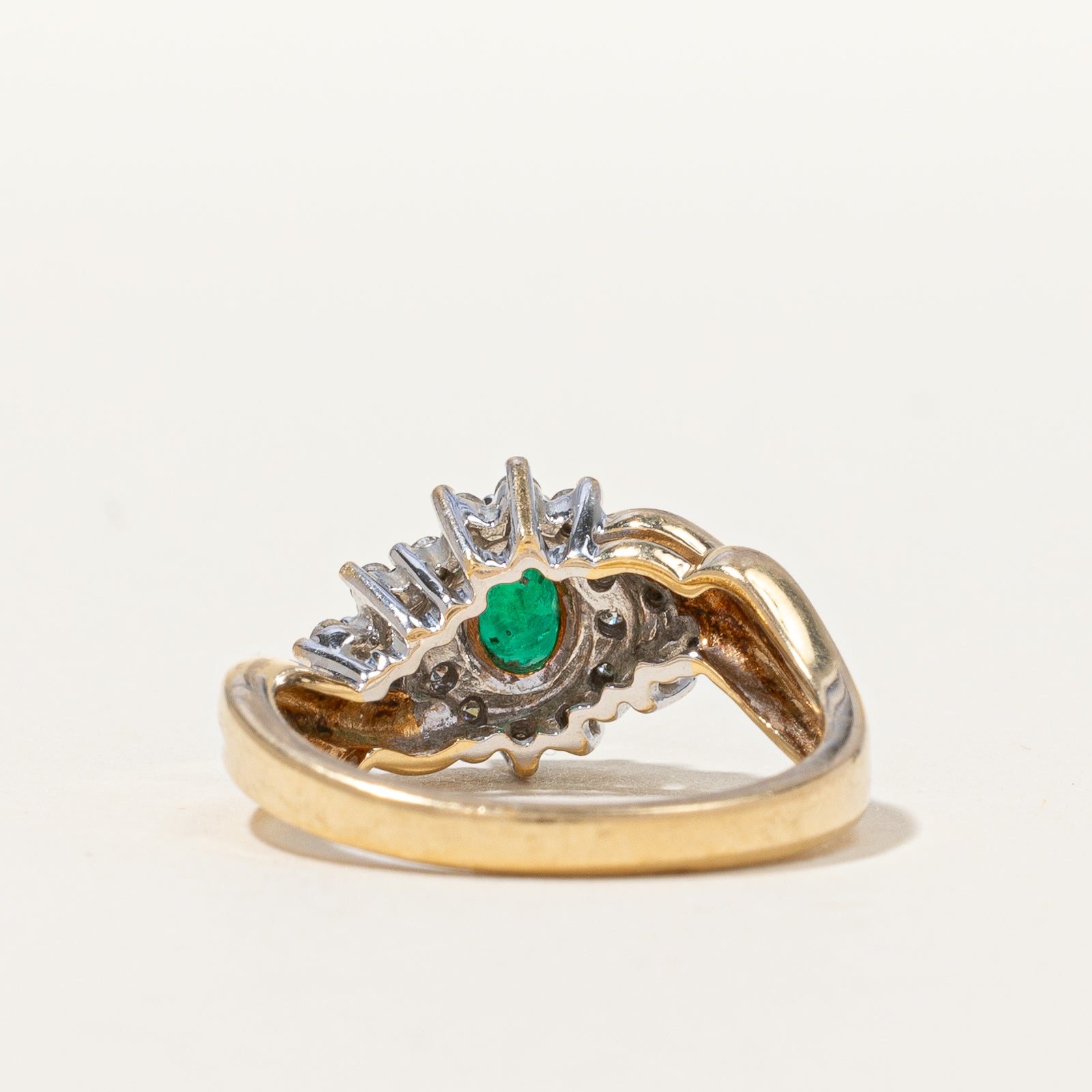 Bypass Emerald & Diamond Cocktail Ring | 0.25 ctw, SZ 6.25 |