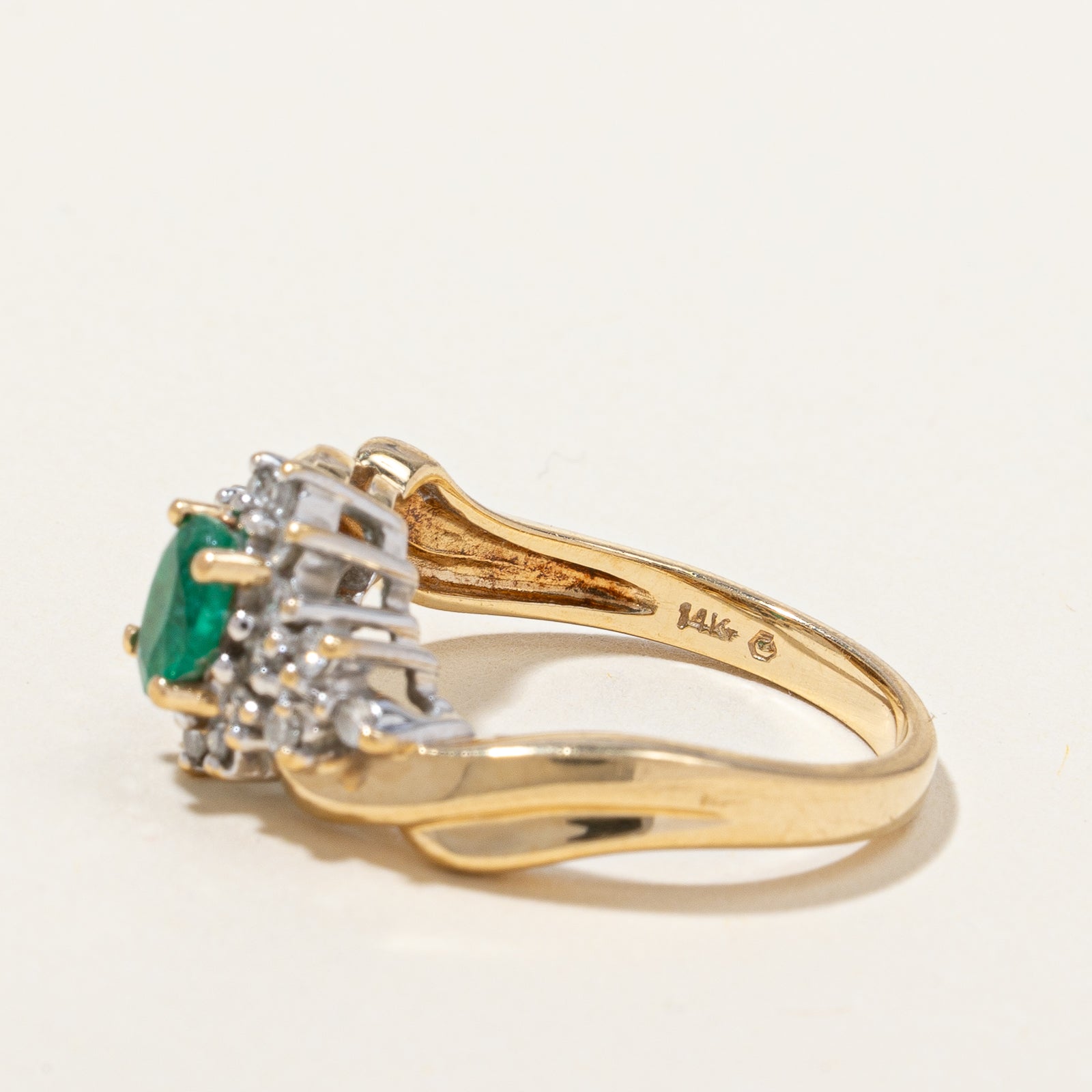 Bypass Emerald & Diamond Cocktail Ring | 0.25 ctw, SZ 6.25 |