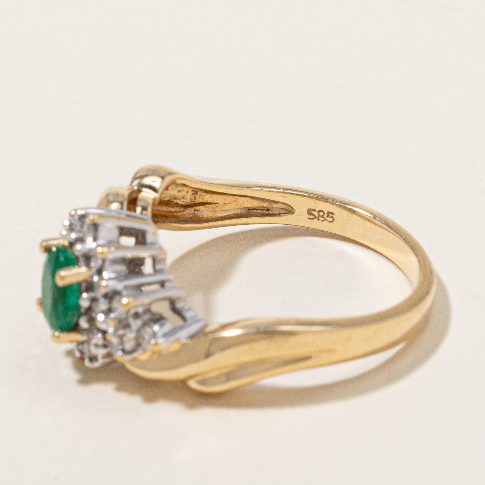 Bypass Emerald & Diamond Cocktail Ring | 0.25 ctw, SZ 6.25 |
