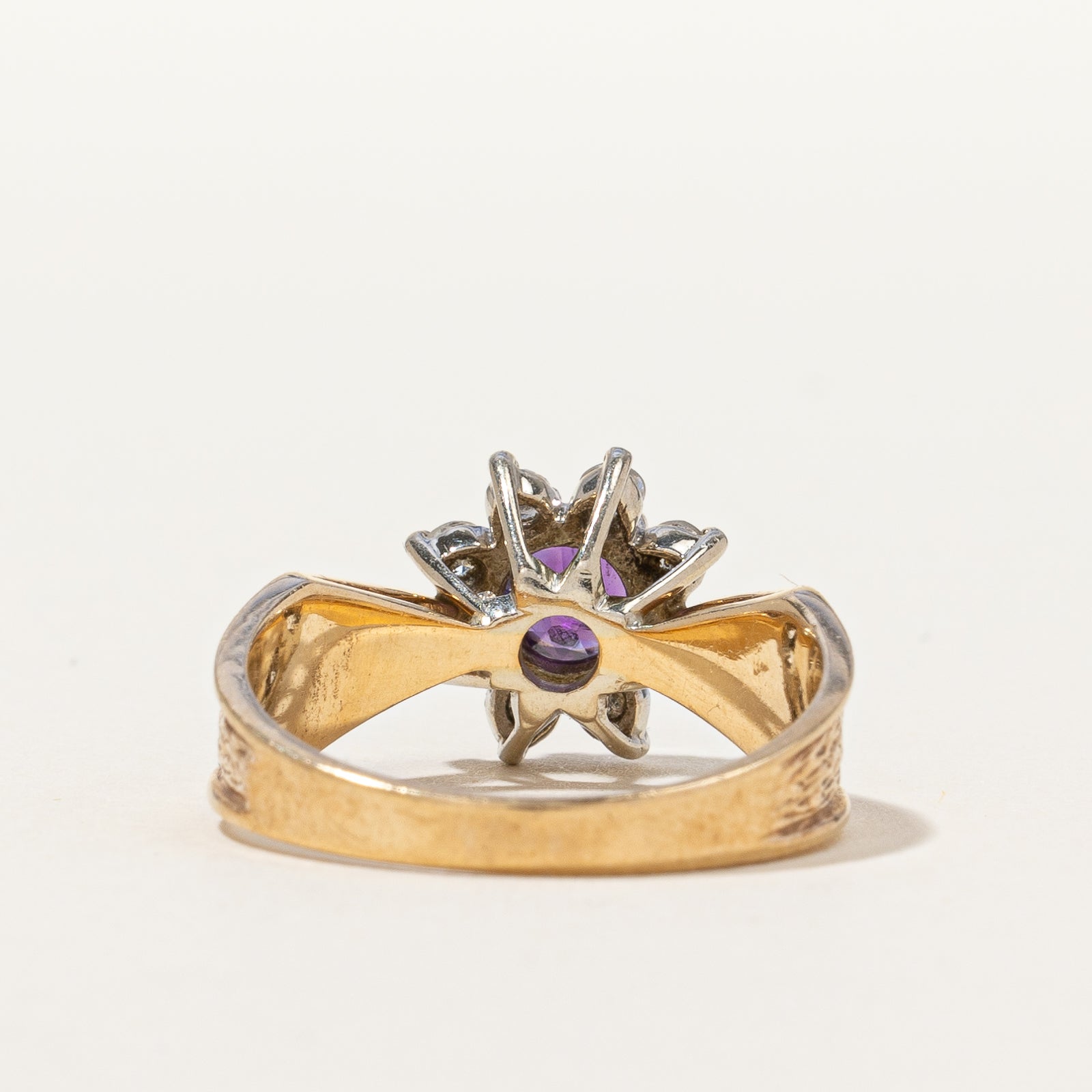 Amethyst & Diamond Floral Halo Ring | 0.50ct, 0.25 ctw | SZ 6.5 |