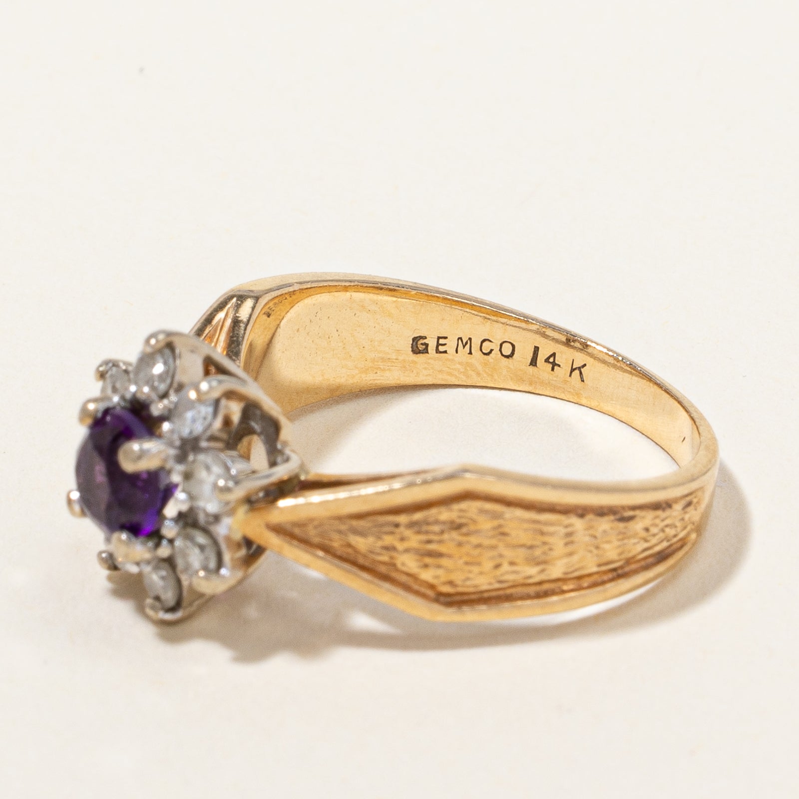 Amethyst & Diamond Floral Halo Ring | 0.50ct, 0.25 ctw | SZ 6.5 |