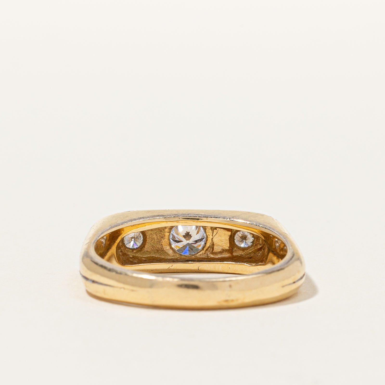 Vintage Flush Set Diamond Trilogy Ring | 0.45ctw SI1 H | SZ 8.75 |