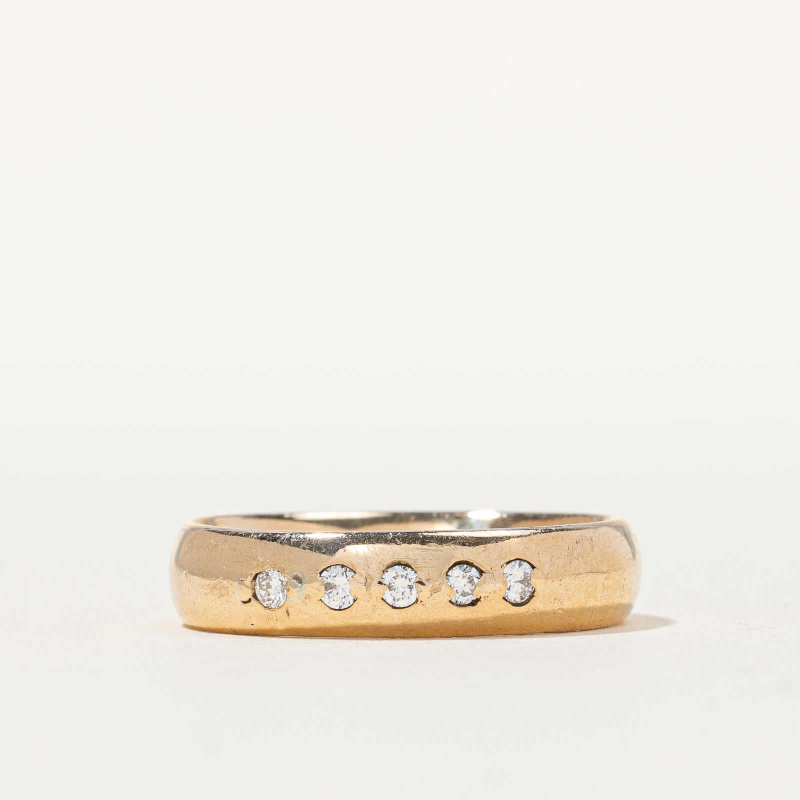 Flush Set Diamond Solid Gold Band | 0.15 ctw | SZ 8.5 |