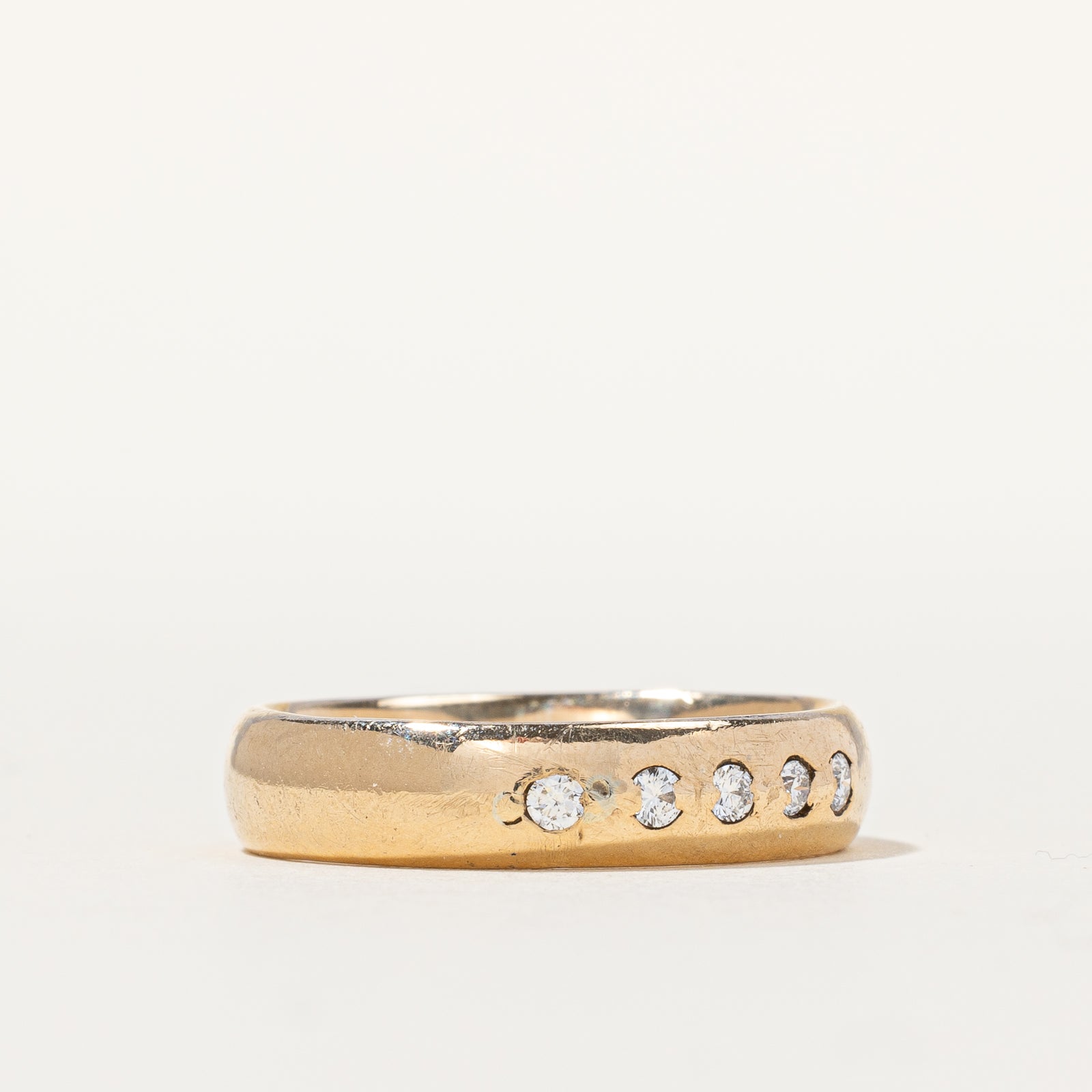 Flush Set Diamond Solid Gold Band | 0.15 ctw | SZ 8.5 |
