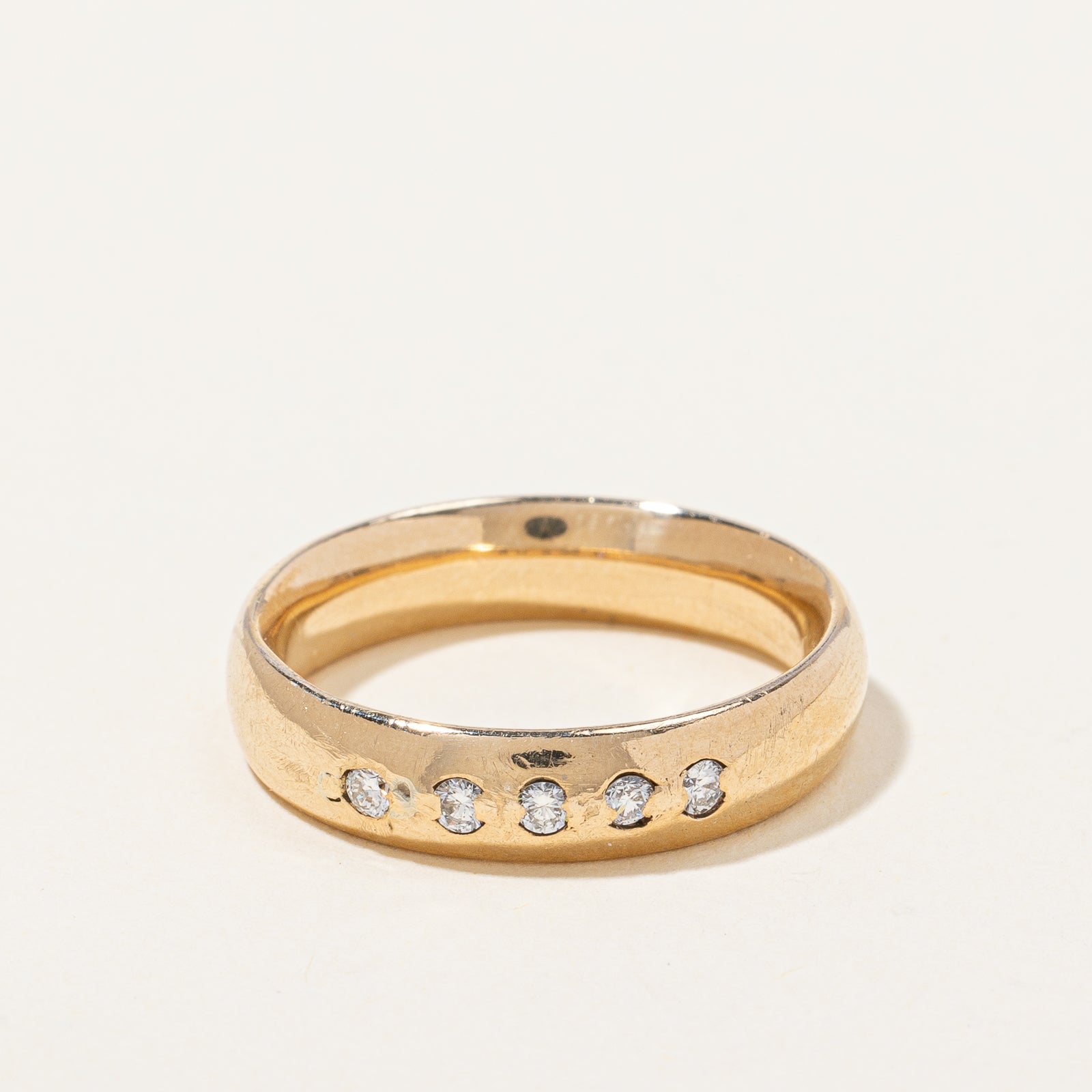Flush Set Diamond Solid Gold Band | 0.15 ctw | SZ 8.5 |