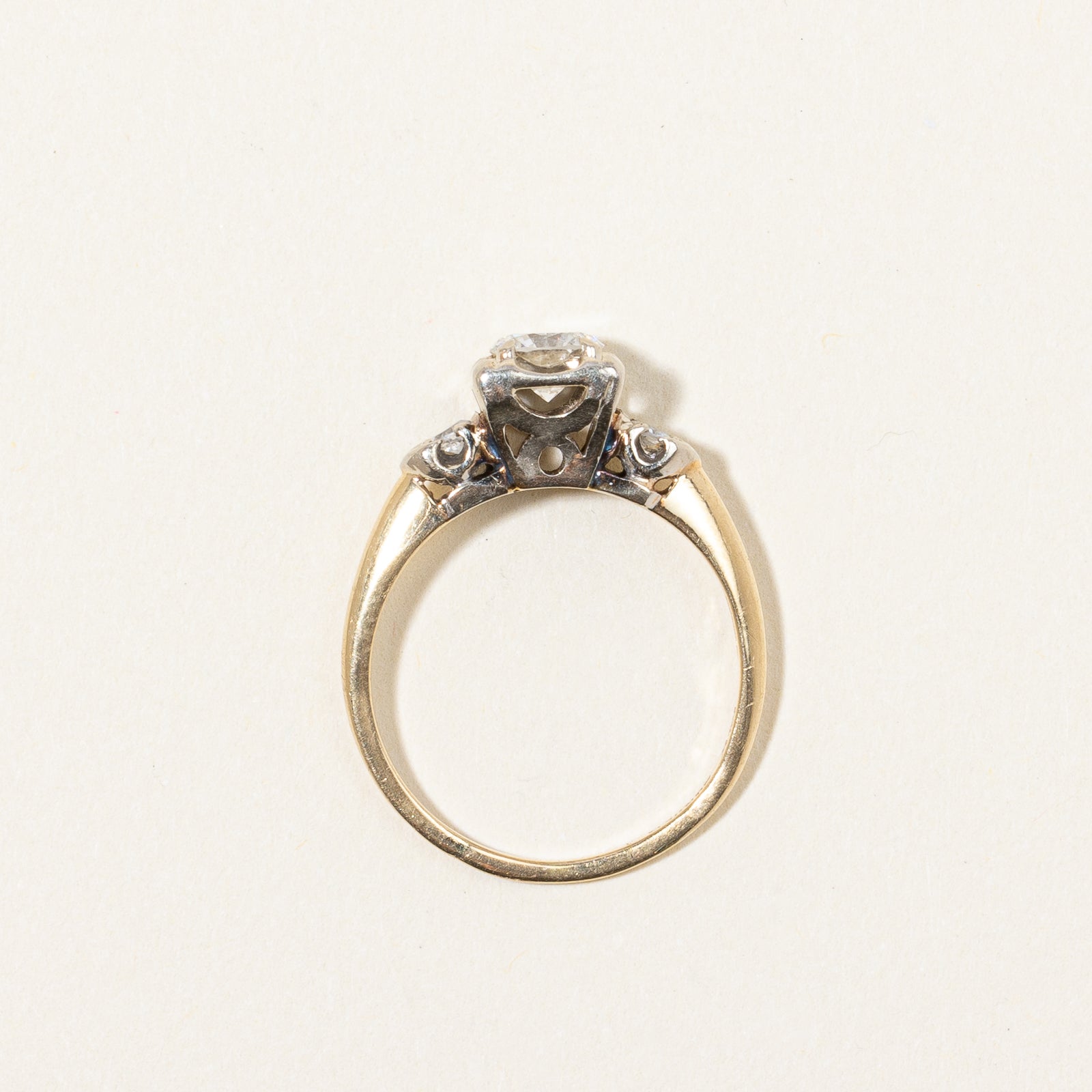 Vintage Retro Three Stone Diamond Engagement Ring | 0.57 ctw, SZ 5.25 |