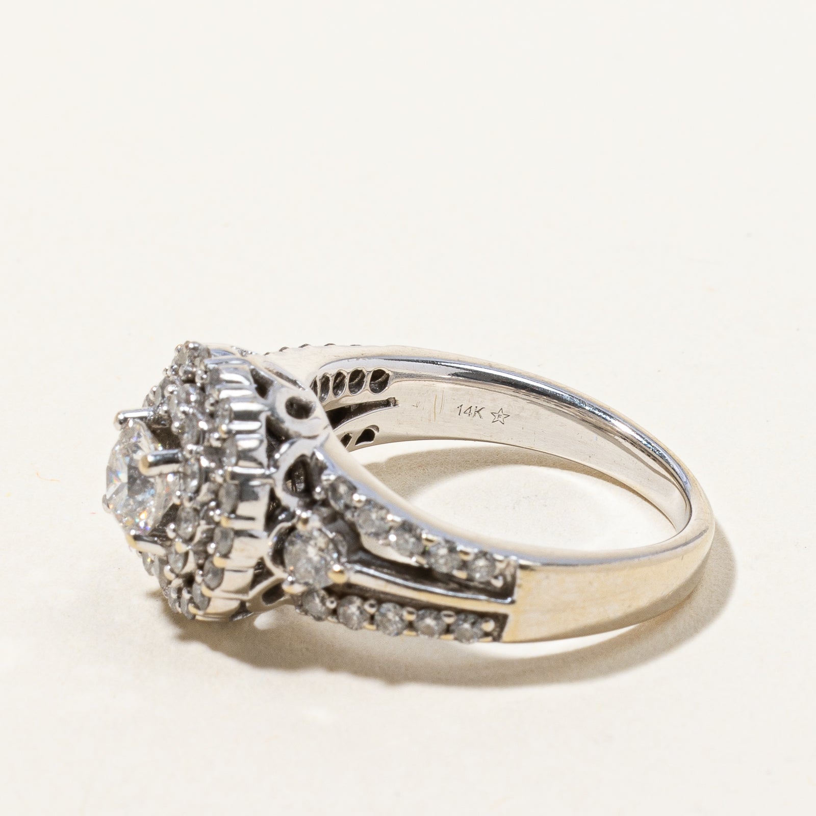 Beautiful Diamond Halo Engagement Ring | 1.06 ctw, SZ 5.5 |
