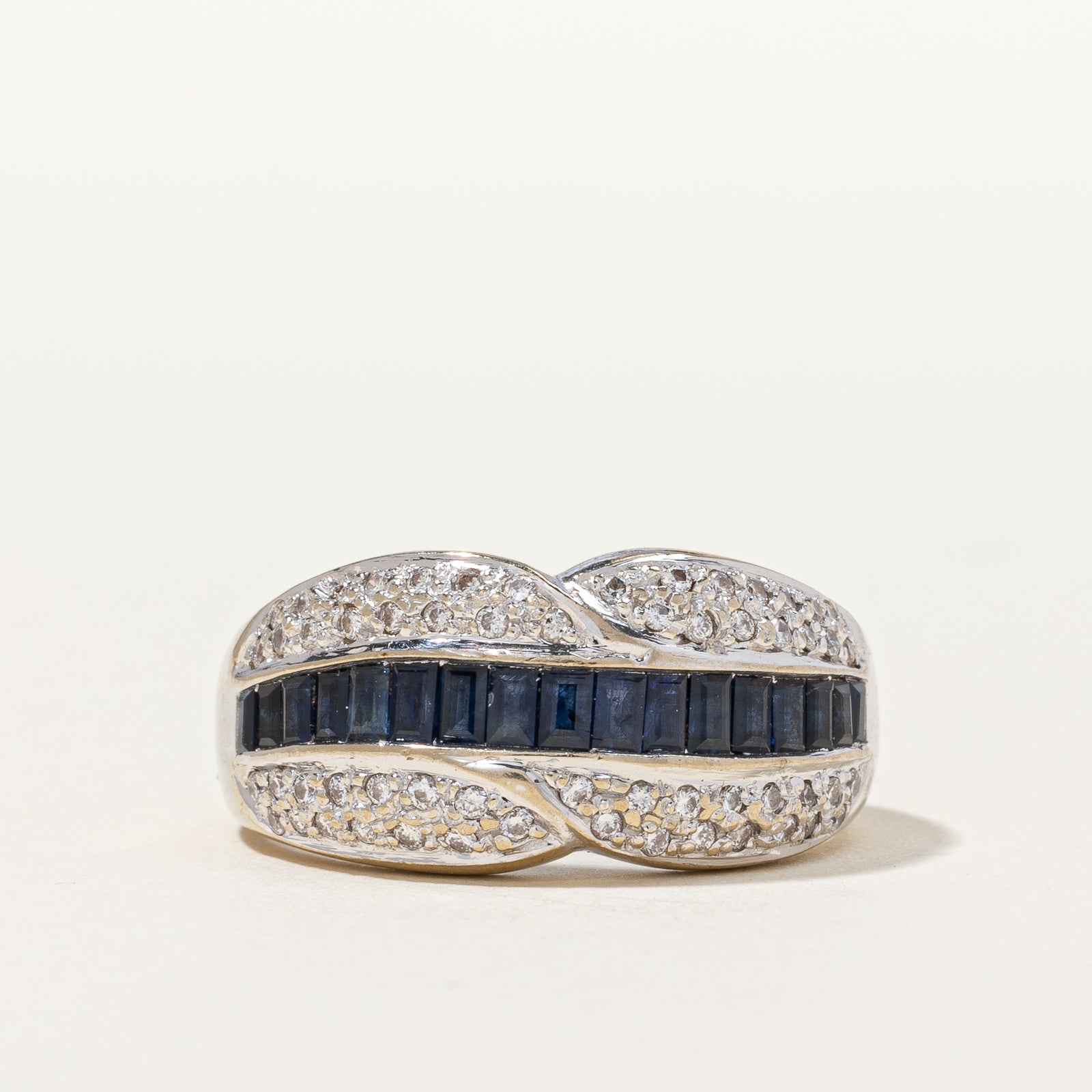 Channel Set Sapphire & Diamond Cluster Ring | 0.68ctw, 0.29ctw | SZ 7.75 |