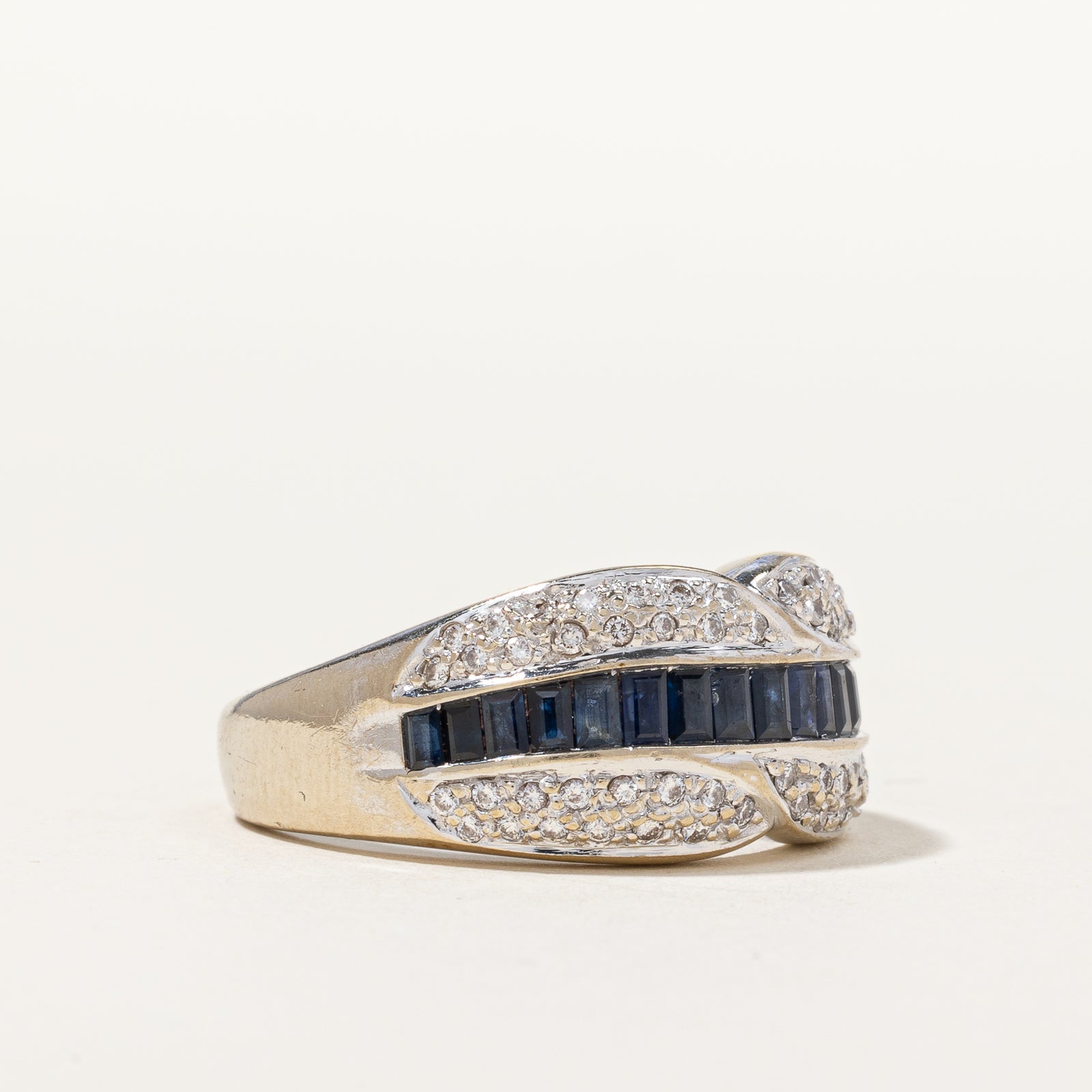 Channel Set Sapphire & Diamond Cluster Ring | 0.68ctw, 0.29ctw | SZ 7.75 |
