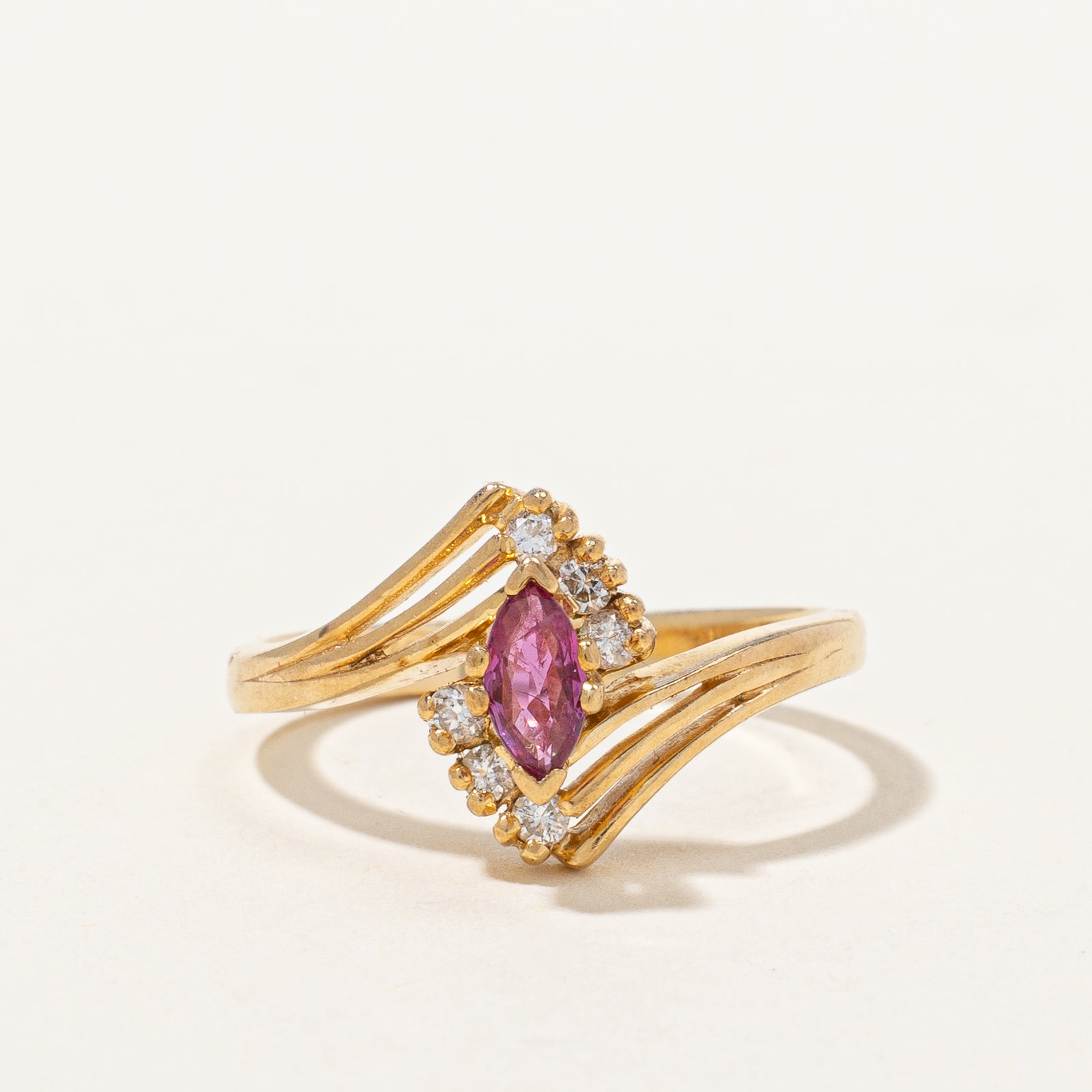 Bypass Pink Sapphire & Diamond Ring | 0.12 ctw, SZ 6.5 |