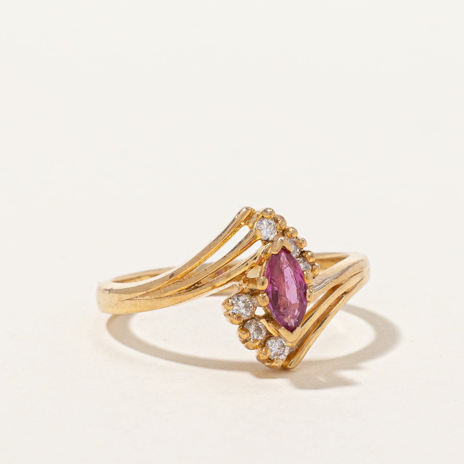 Bypass Pink Sapphire & Diamond Ring | 0.12 ctw, SZ 6.5 |